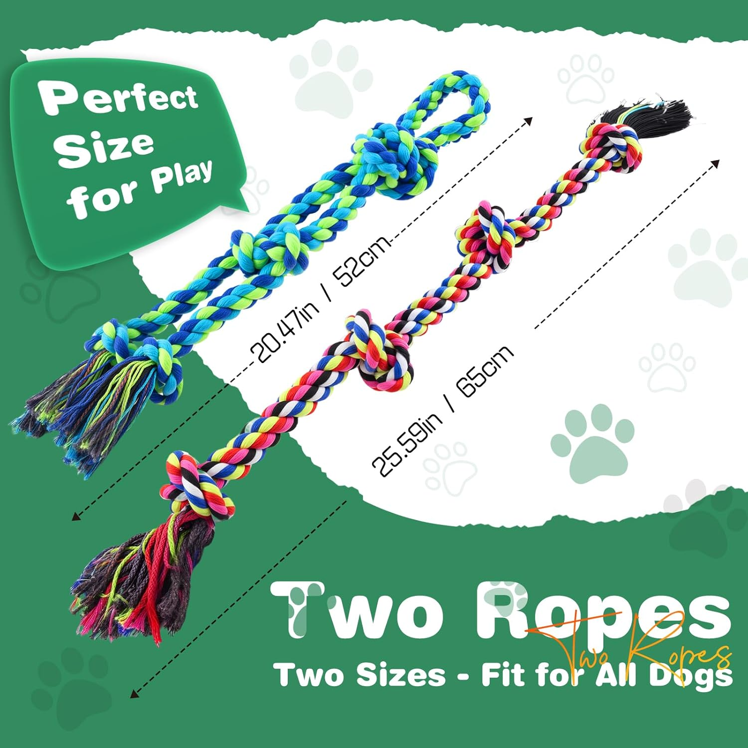 DOLAMOTY Dog Rope Toy for Aggressive Chewers, 2 Pack Heavy Duty Dog Rope Toys for Large, Medium Dogs, Tough Twisted Rope Indestructible Teeth Cleaning Tug of War Toy, Puppy Chewing Rope Toy image number 6