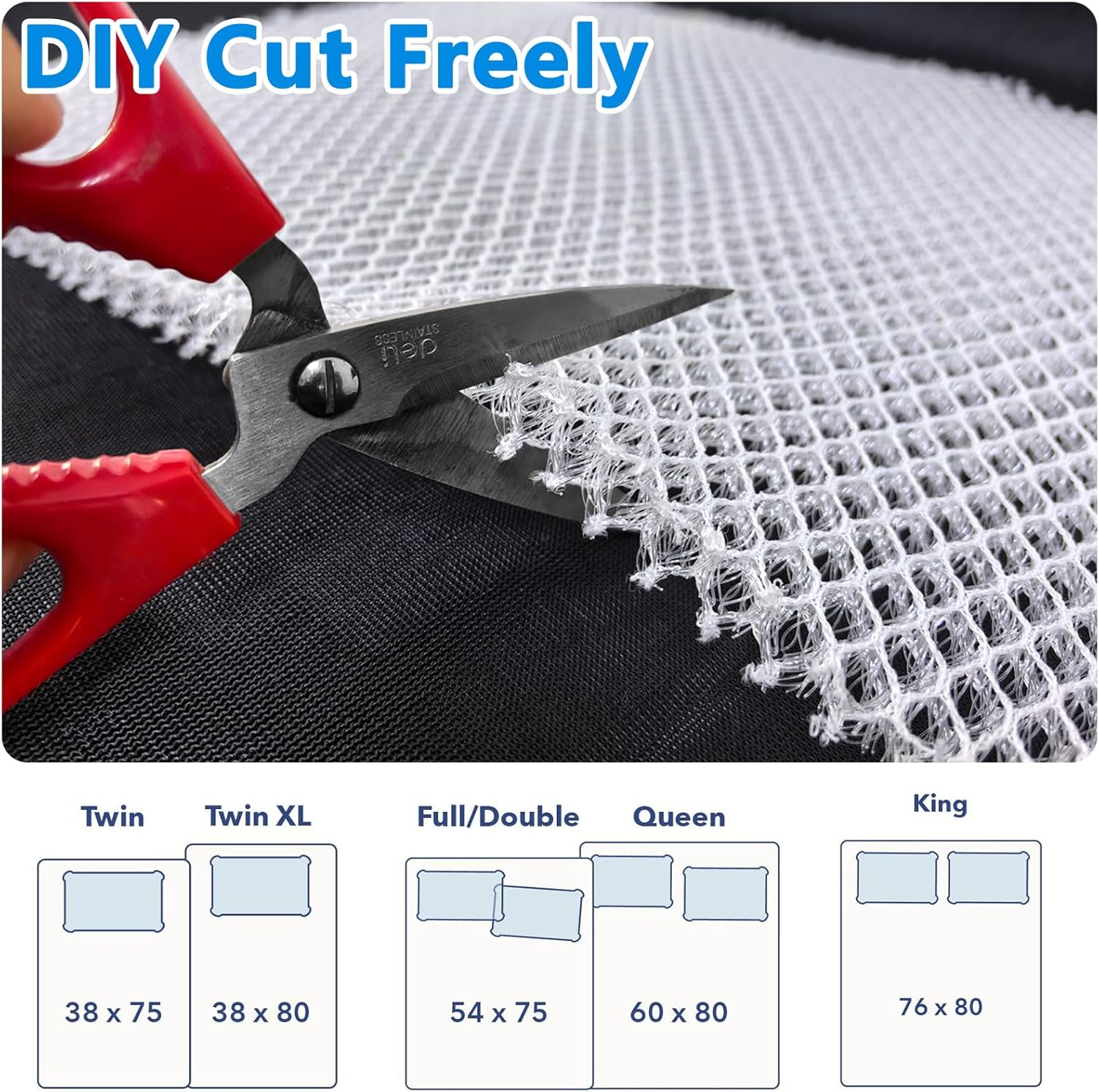 Esme L&H Mattress Underlay RV Ventilated Mattress, Super Breathable 3D Mesh Fabric Mattress Underlay for Standard Queen (60 * 80 In)