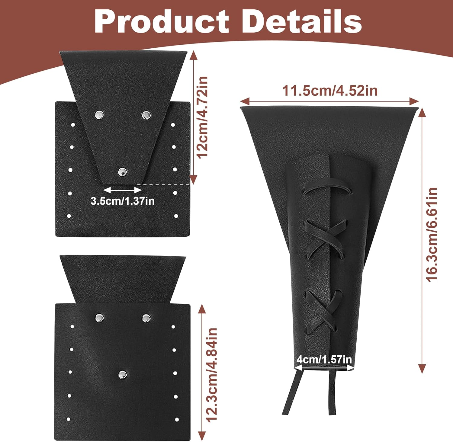 Dagger Holder Sword Belt with Lacing, Medieval-Style Sword Frog, Adjustable Leather Sword Holster for Costume Cosplay, Belt Sheath Accessory and Renaissance Accessories - Burgundy image number 5