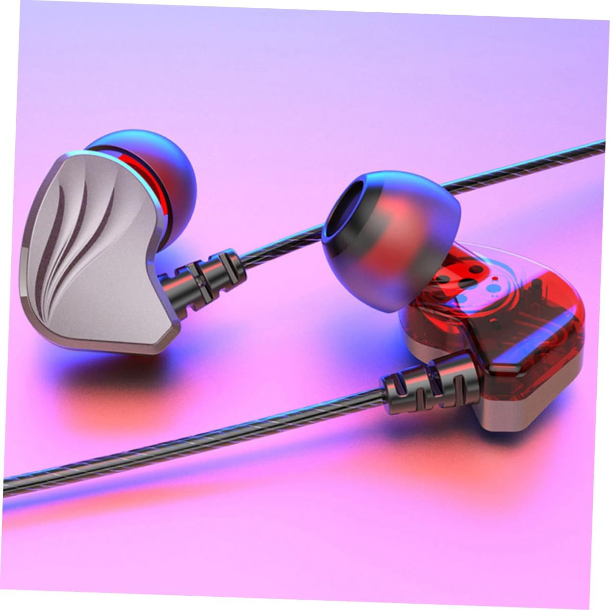 HEATSHAKING Wired In-Ear Bass Headphones with 3.5Mm Plug for Mobile Phones and Tablets, Universal Wired Earphones in Gunmetal Color, High-Definition Sound for Daily Use image number 1