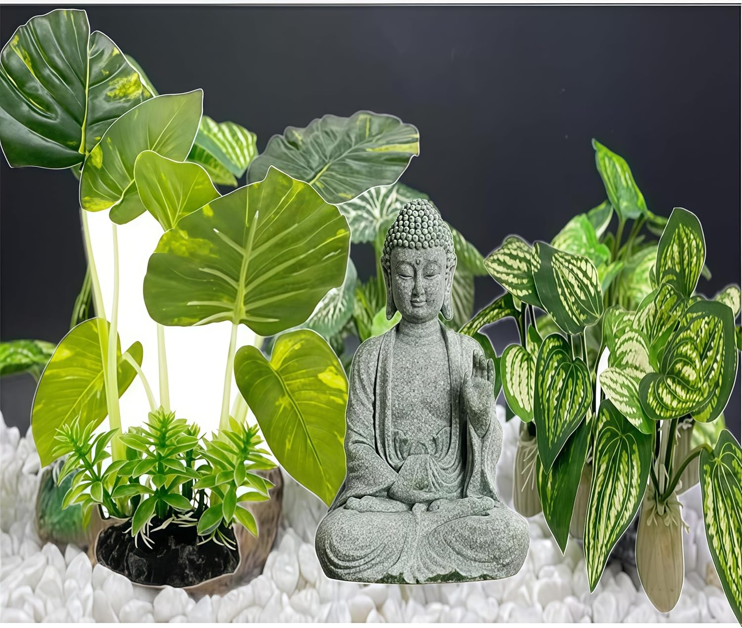 6Pcs Buddha Set,Fish Tank Decorations Aquarium Decoration Small Ornaments Accessories Betta Fish Rest Leaf Buddha for Household and Office Aquarium Simulation. image number 5