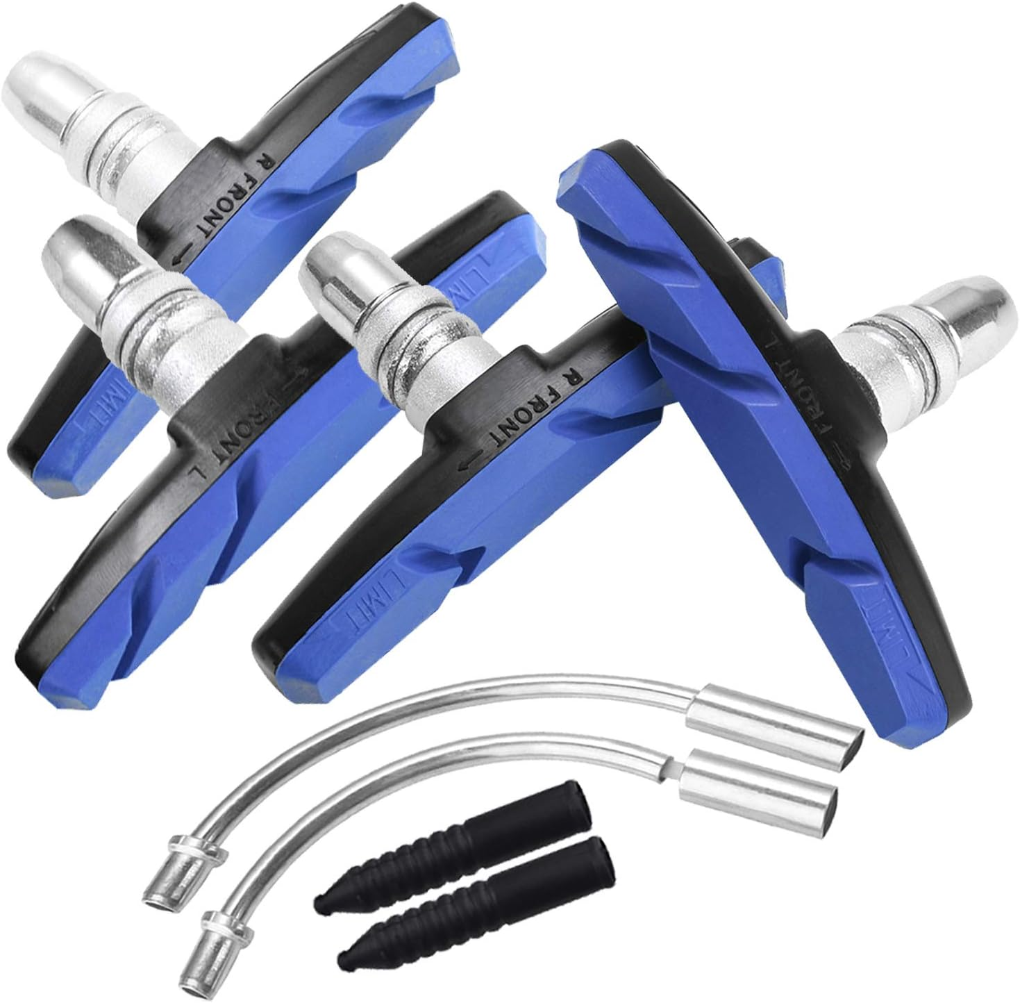 Bike Brake Pads Brake Kit Brake Shoes Pads Cable Guide Protector 8 in One 70Mm Bicycle V-Brake Pad Set Work with All Shimano Sram MTB V-Brake System 2Pairs(4Pcs)