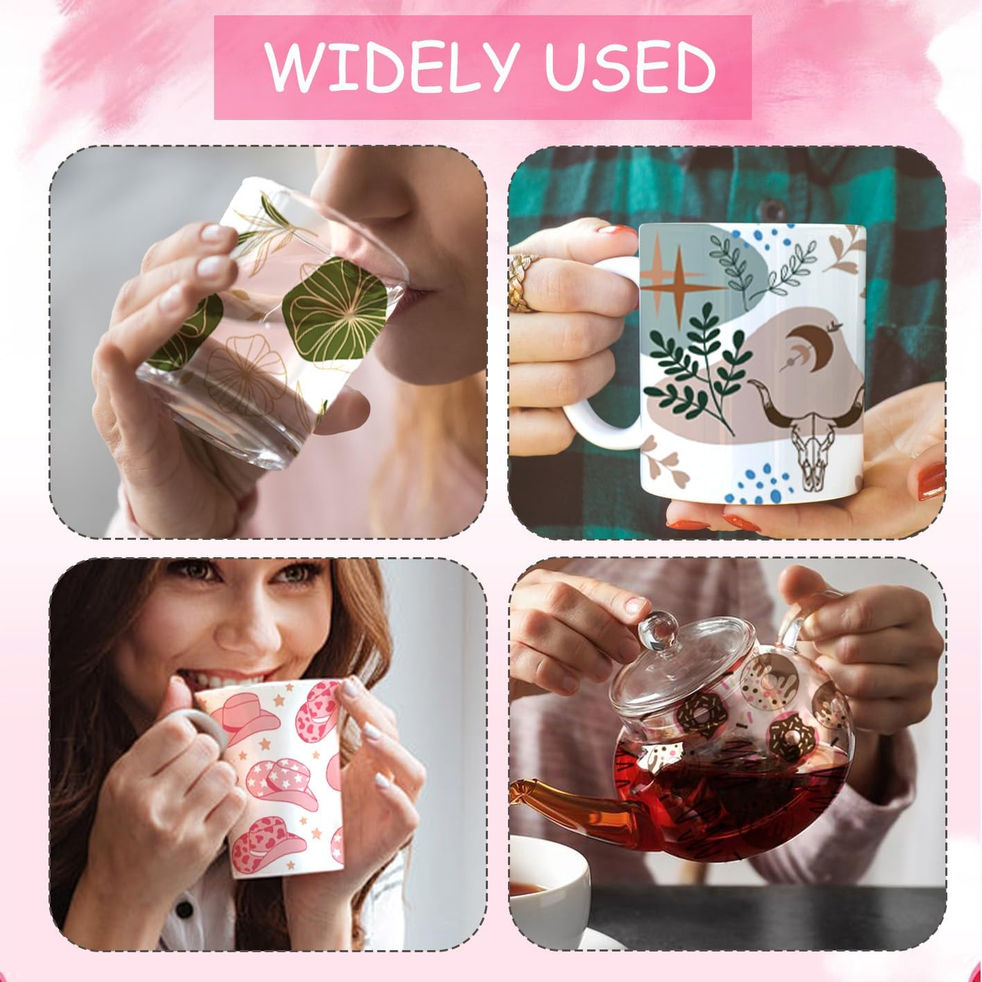 UV DTF Cup Wrap Transfer Sticker for Glass, 15Sheets Rub on Transfers Stickers for Crafting Furniture-Diy Waterproof Decals UV DTF Transfer Sticker for 16OZ Libbey Glass Cups (Mix 2) image number 2