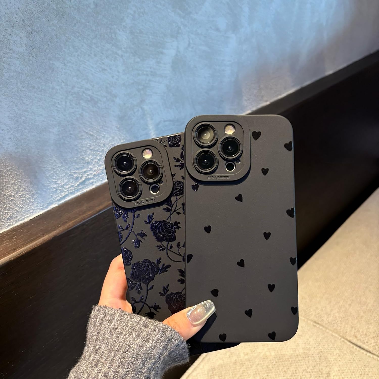 For Iphone 16 Pro Case 6.3 Inch 2024, Aesthetic Love Hearts Print Phone Case for Women Girls Men, Slim Silicone Protective Phone Cover for Iphone 16 Pro, Black Love Hearts image number 2