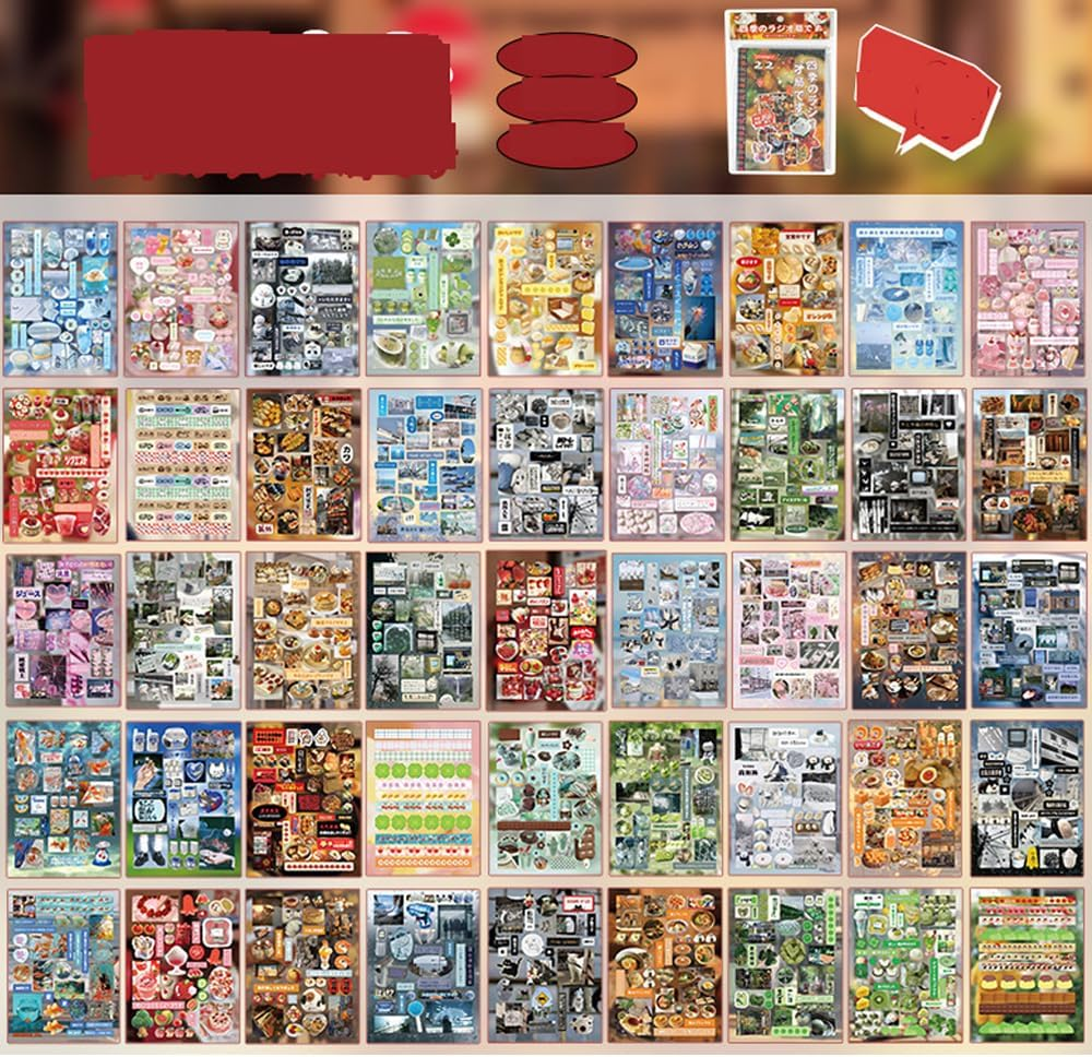 Alideco 45Pcs Scrapbook Stickers Vintage Cartoon Character Dessert Food Sticker Book for Adults Sticker Journaling Stickers for Scrapbooking (Xunyouhuiyi)
