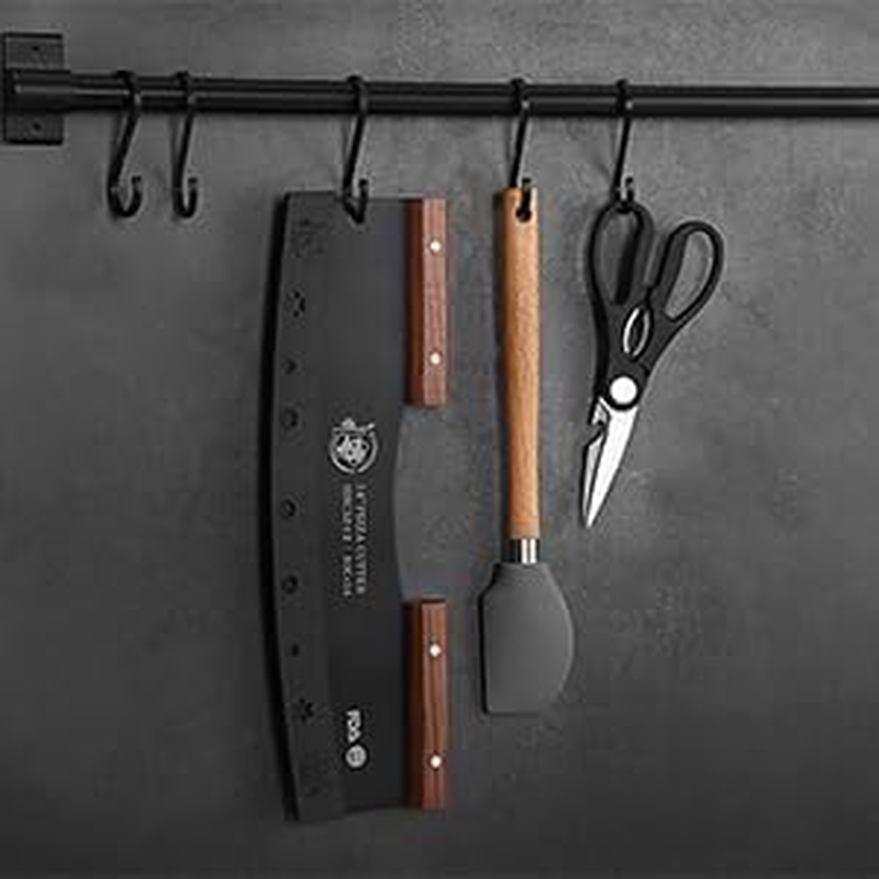 AILUROPODA Pizza Cutter 14" Large Blade Rocker Very Sharp Pizza Slicer 30Cr14 Stainless Steel Pizza Knife with Comfort Grip Walnut Handle and Protective Cover(Black) image number 3