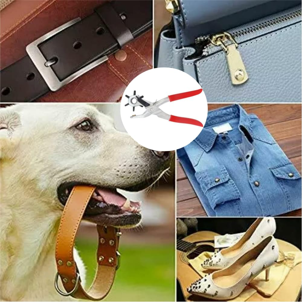 Fabselection 1PCS 2-4.5Mm Revolving Leather Belt Eyelet Hole Punch Puncher Plier Craft Tool for Belts, Shoes, Cards - Carbon Steel image number 1