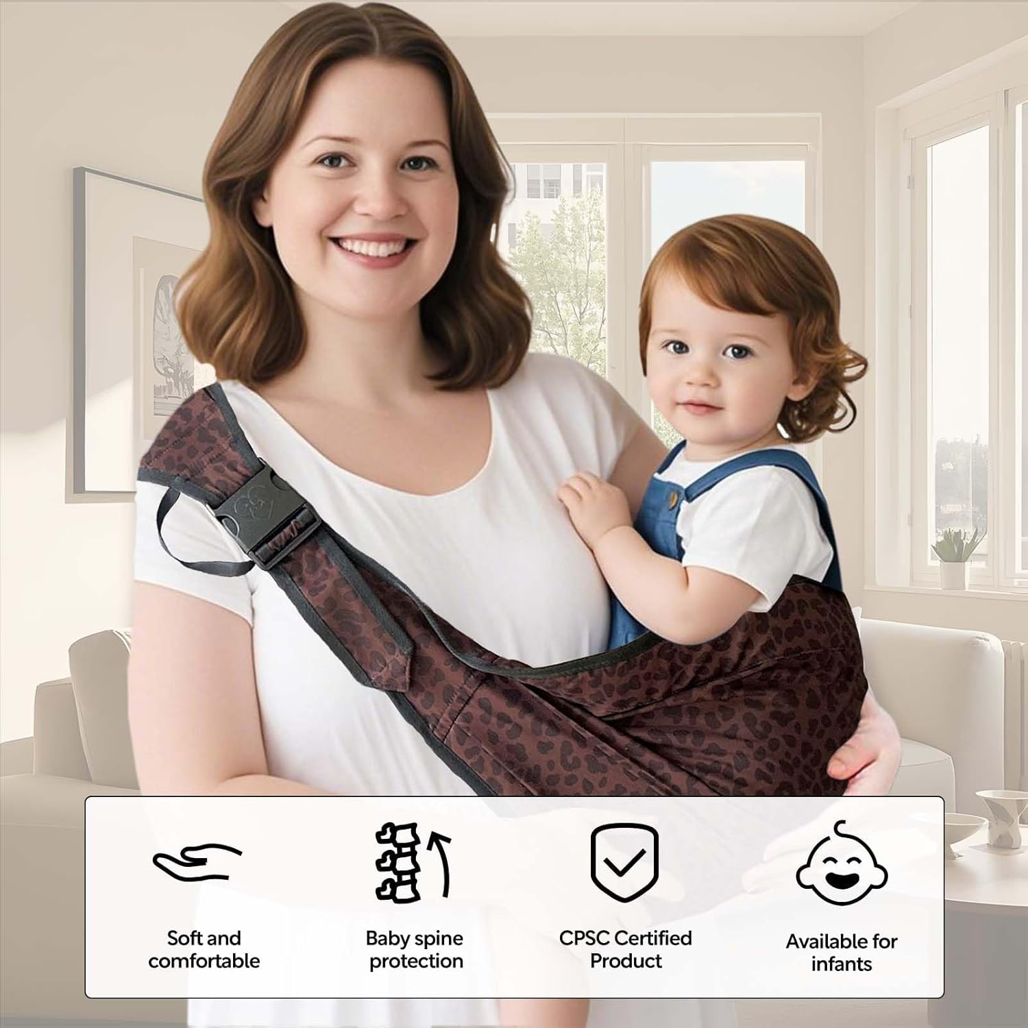 Baby Carrier Toddler Sling, Adjustable Baby Sling Upgraded Comfortable Baby Wrap Carriers Ergonomic-Designed, Portable and Lightweight Travel Friendly Carrier 3~16KG image number 1