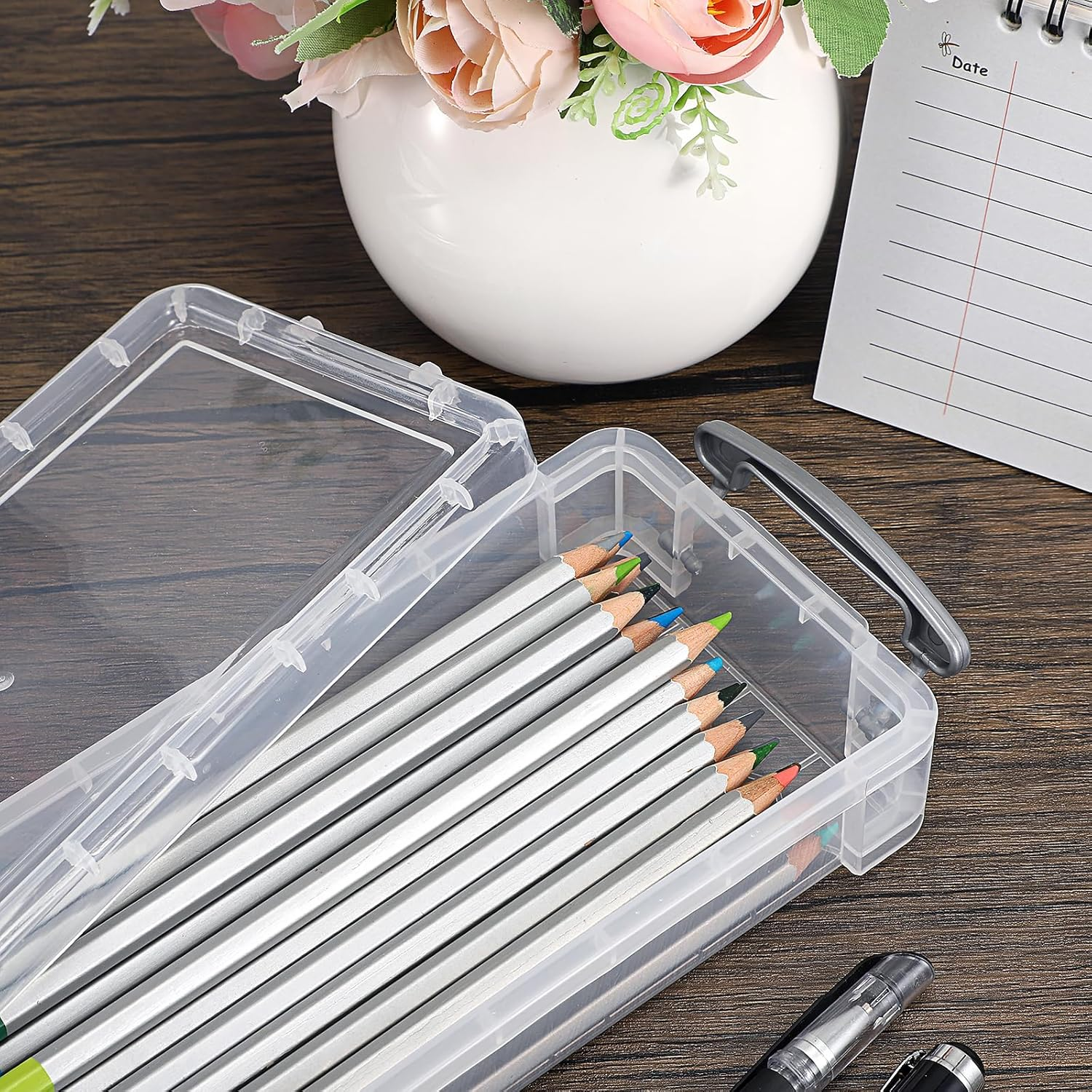 BTSKY Large Capacity Pencil Box, Office Supplies Storage Organizer Box, Brush Painting Pencils Storage Box Watercolor Pen Container Drawing Tools(6 Pack) image number 1