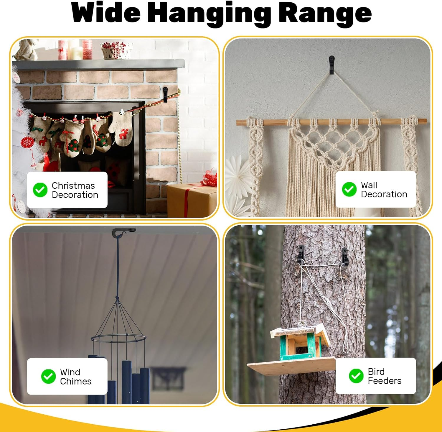 30Pcs String Light Hooks Durable Anti-Rust Waterproof Light Hooks for Hanging Fairy Lights Hanging Plants Wind Chime Basket Securely Buckle Design Indoor Outdoor Use (30, Black) image number 5