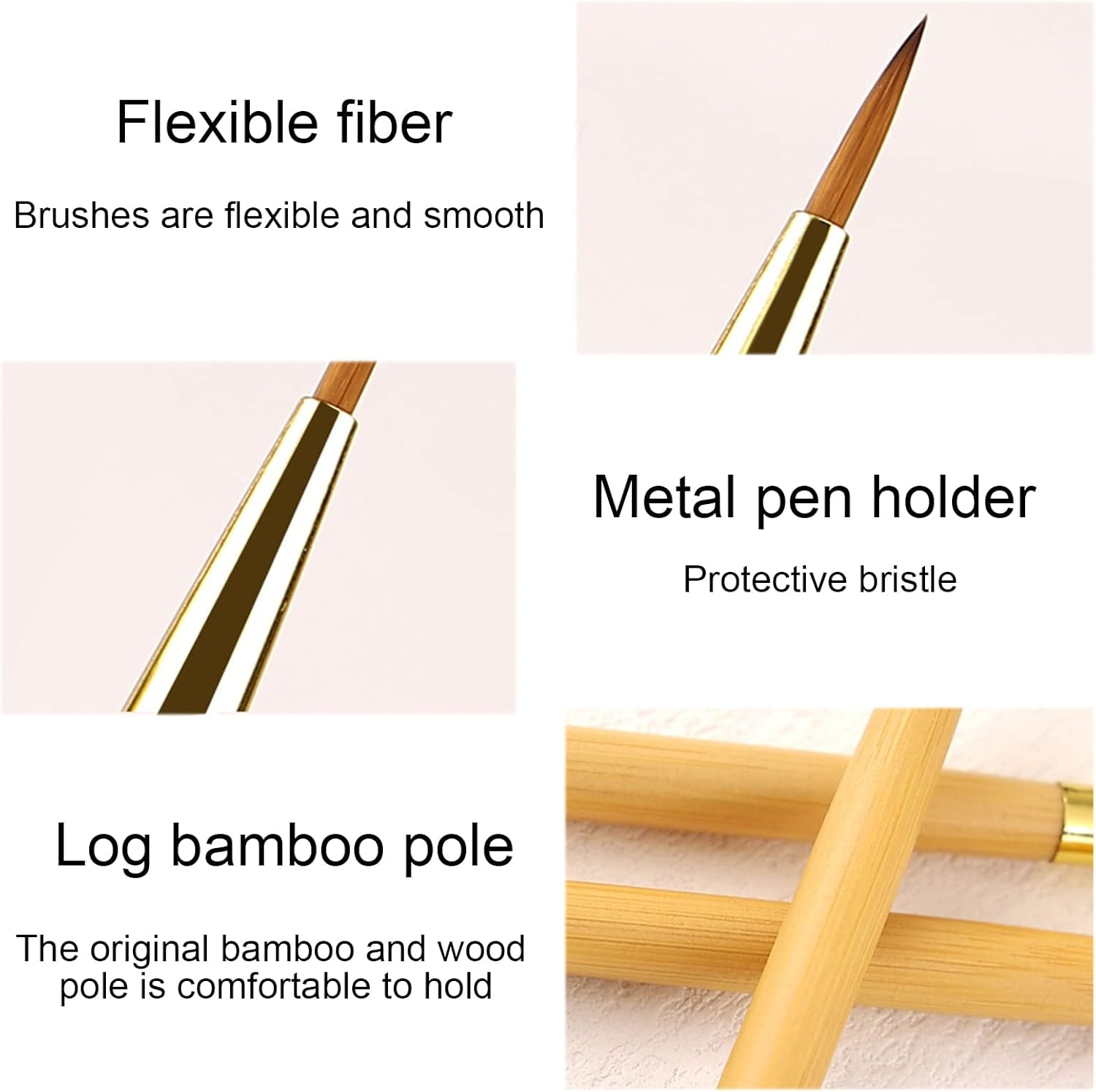 Lacymc Nail Brushes, 3 Pieces Fine Nail Brushes for Nail Art Decoration, 2 in 1 Nail Polish Brush Set for Applying UV Gel, Decorating Acrylic False Nails, Yellow image number 1