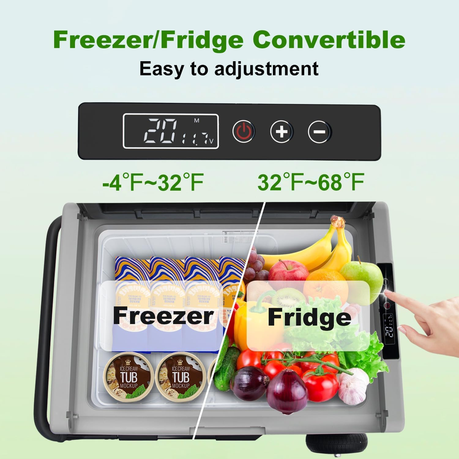 SMETA 12 Volt Car Refrigerator，Portable Freezer 12V/24V RV Fridge, Dual-Zone Dual-Temperature，68 Quart (65L) Electric Solar Mini Cooler DC for 2.3 Cu. Ft Camping Travel RV Outdoor Semi-Truck, -4℉~68℉ image number 2