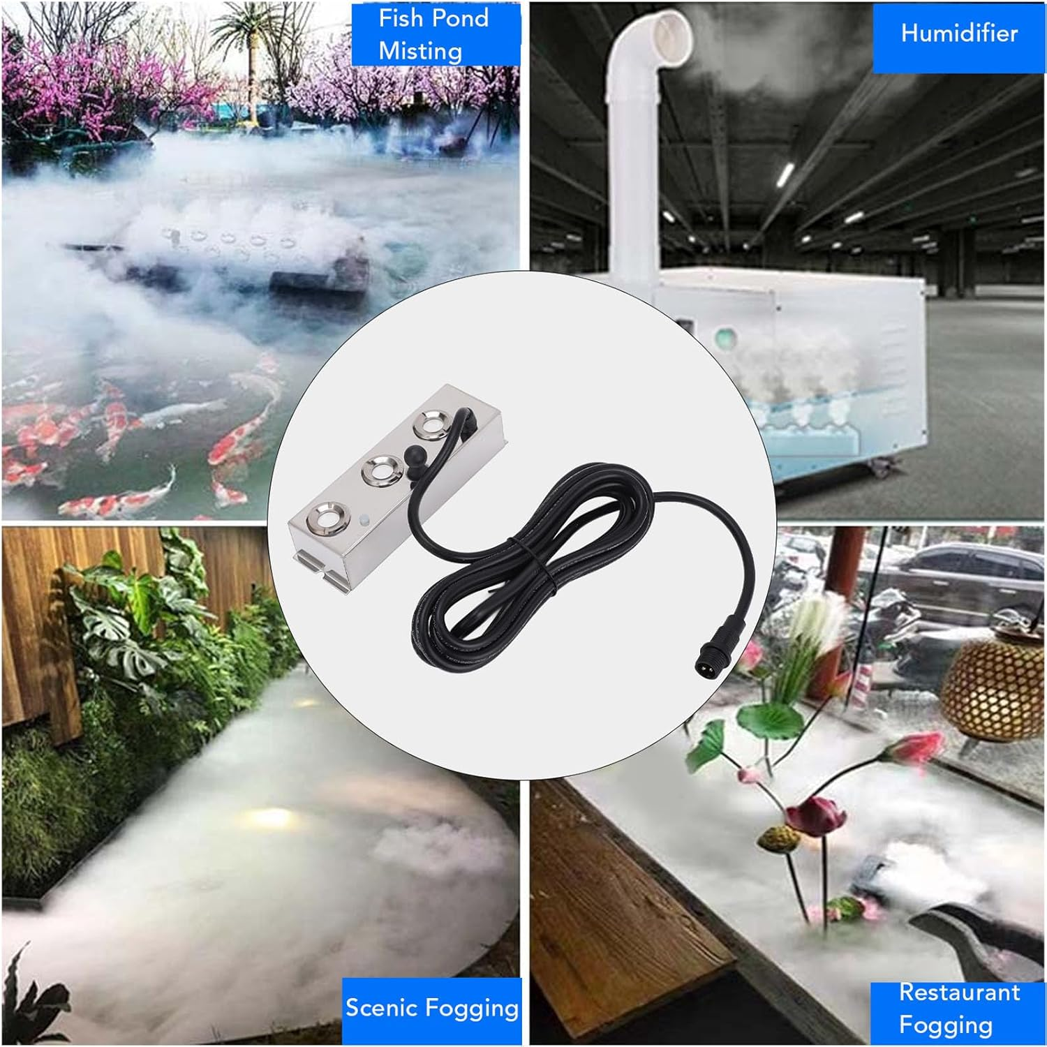 CHICIRIS Stainless Steel Ultrasonic Mist Maker, 12 Atomising Cores 4.5L/H Max Atomisation, IP67, 1.7Mhz Oscillation Easy Setup, for Gardens Terraces Commercial Spaces image number 6