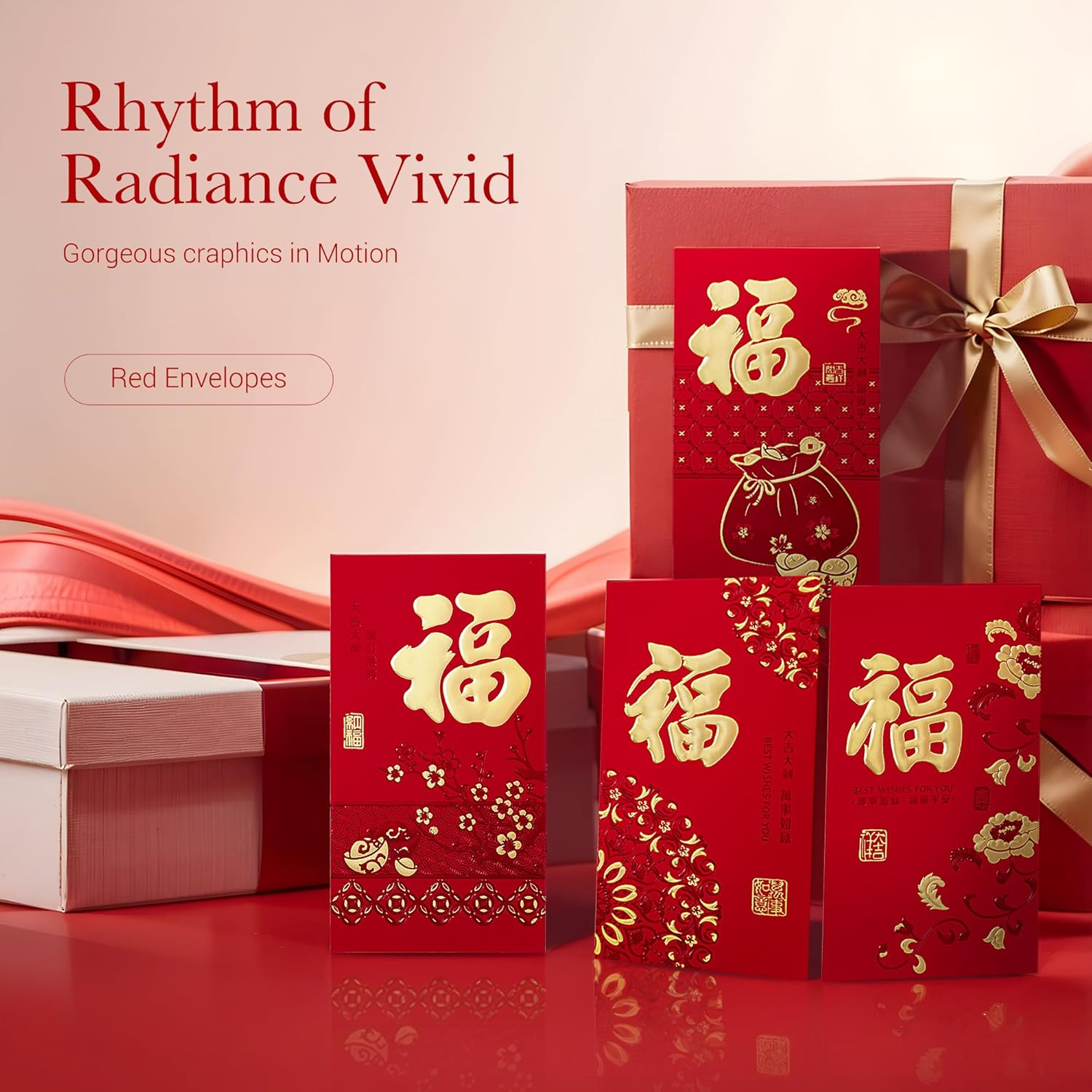 Thxtoms 36Pcs Red Envelopes Chinese New Year,Red Chinese Envelopes for Money 2026 Horse Lunar New Year,6 Designs, Gold Foil Fu, L image number 6