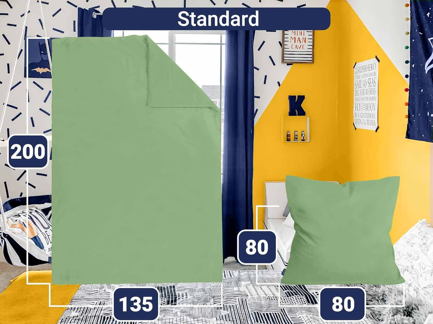 Marie&acute;S Home Bed Linen 135 X 200 Cm and 80 X 80 Cm 2-Piece Set 1613.2353, Sage image number 1