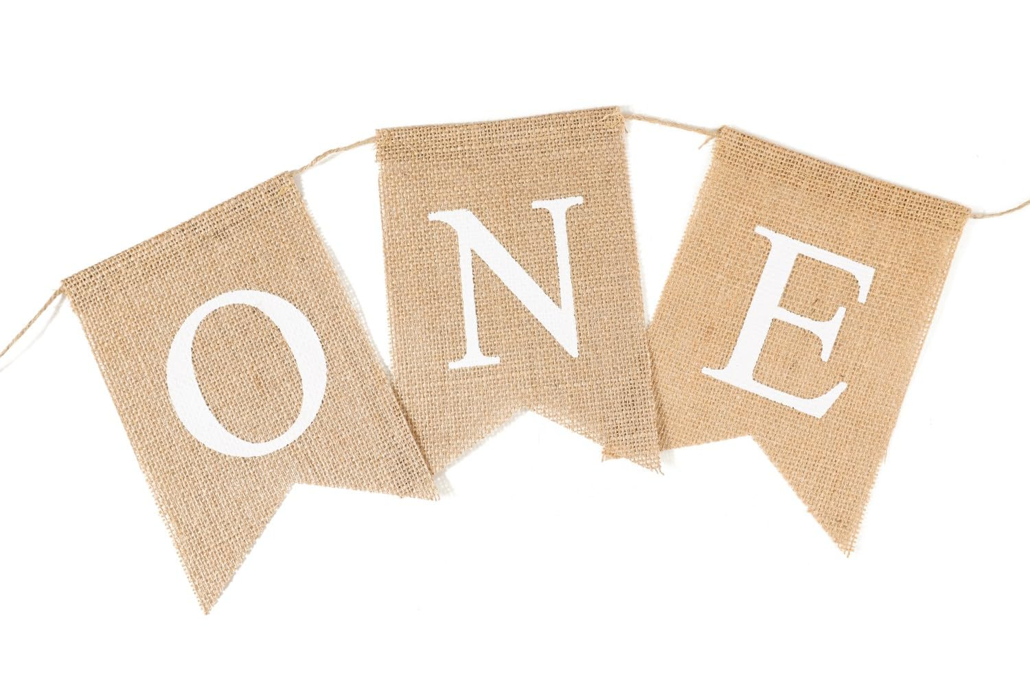 LOVENJOY 1St Birthday Decorations Rustic Burlap Banner for Baby Boy Girl One Year Old Celebration Handmade, Pre-Strung,White image number 4