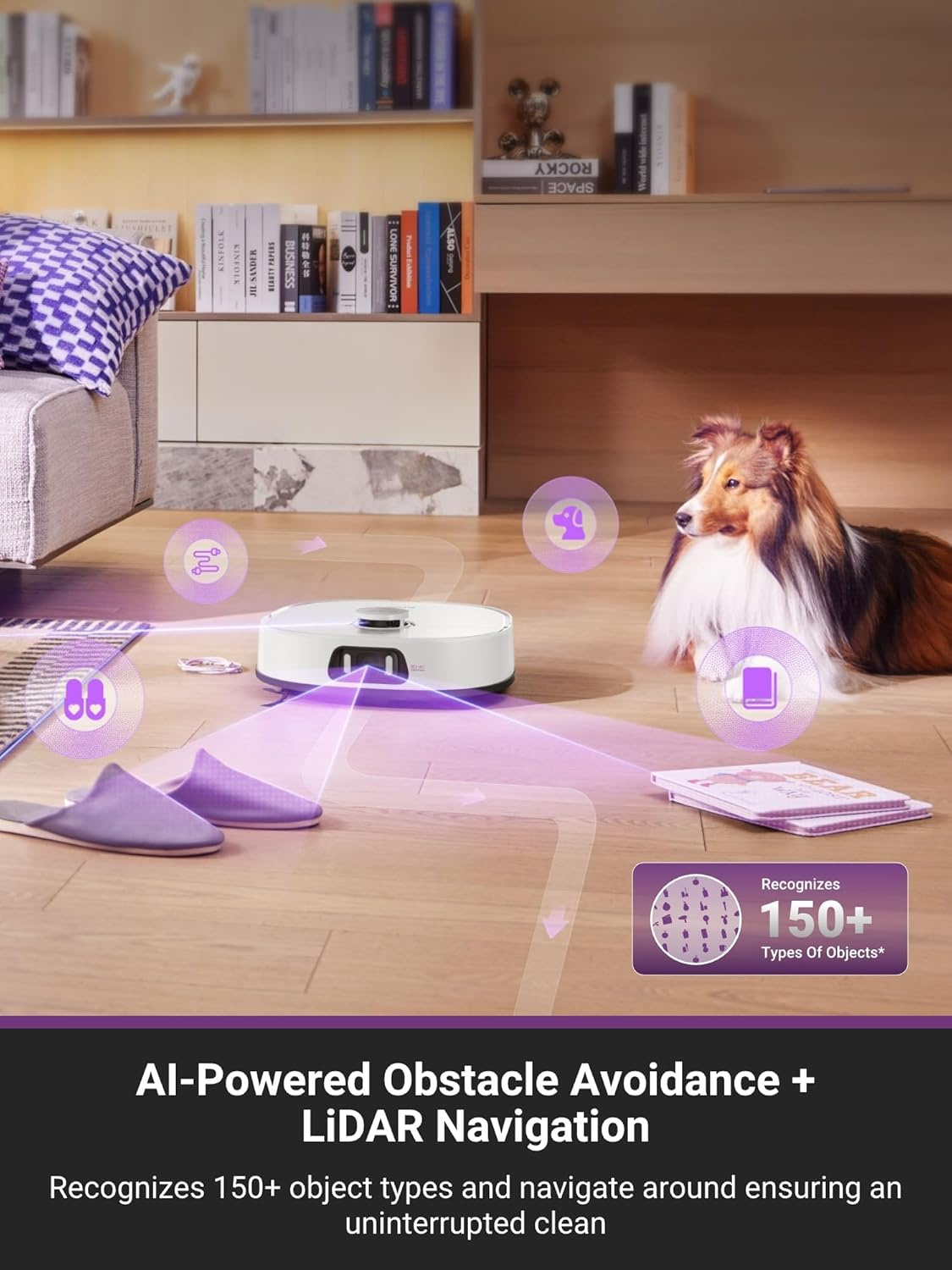 Eureka J15 Ultra Robot Vacuum Cleaner and Mop, 19,000 Pa Suction, Flex-Arm Mop Design, Hot Water Mop Washing & Hot Air Drying, Active Hair Cutting Design, AI Obstacle Avoidance image number 5