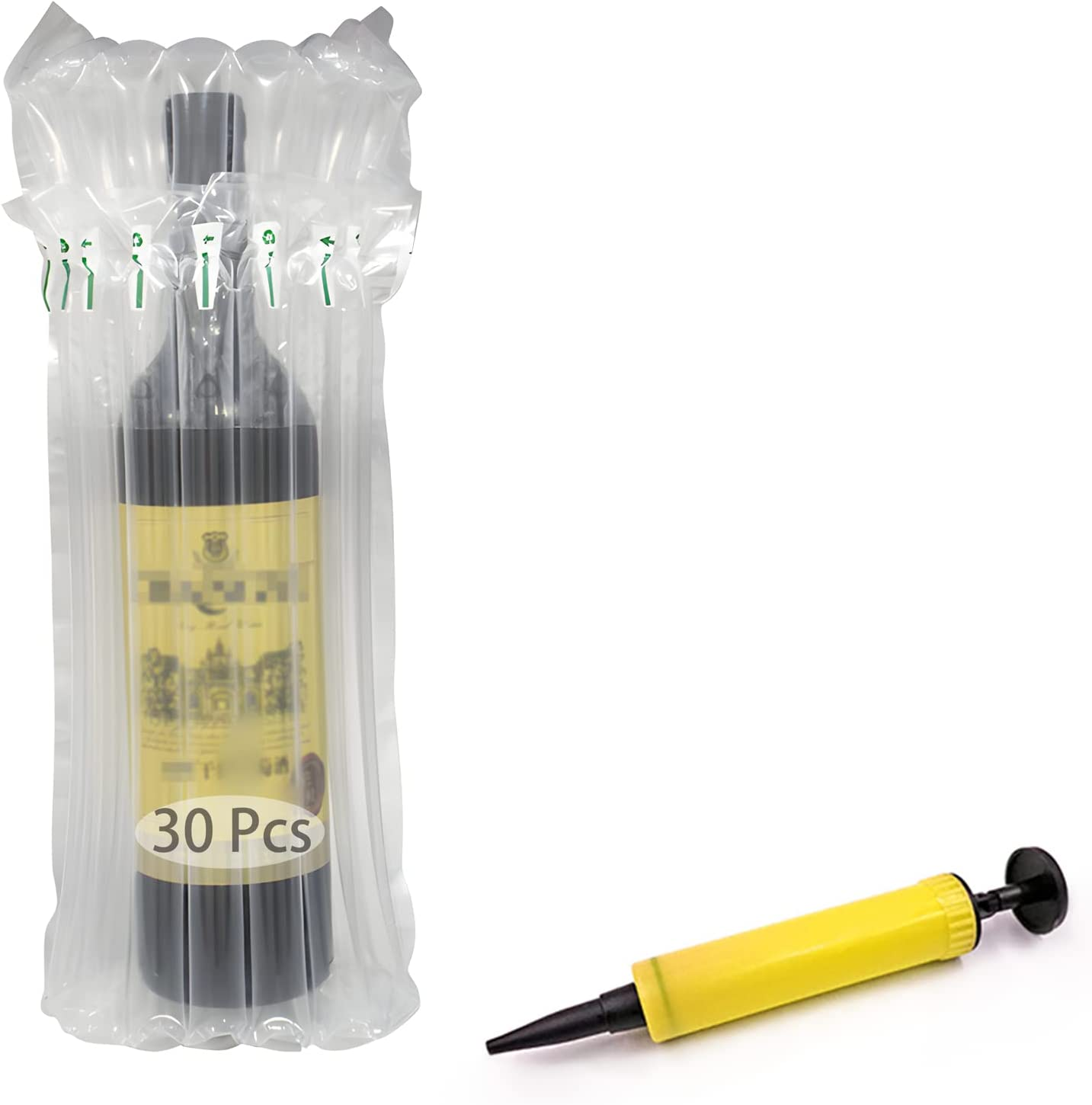 30 Pcs Wine Bottle Protector Bags,Inflatable Air Filled Packaging Bag for Traveling,Air Column Cushion Bags, Express Protection,Safe Shipping of Glass Bottles,With Free Pump image number 2