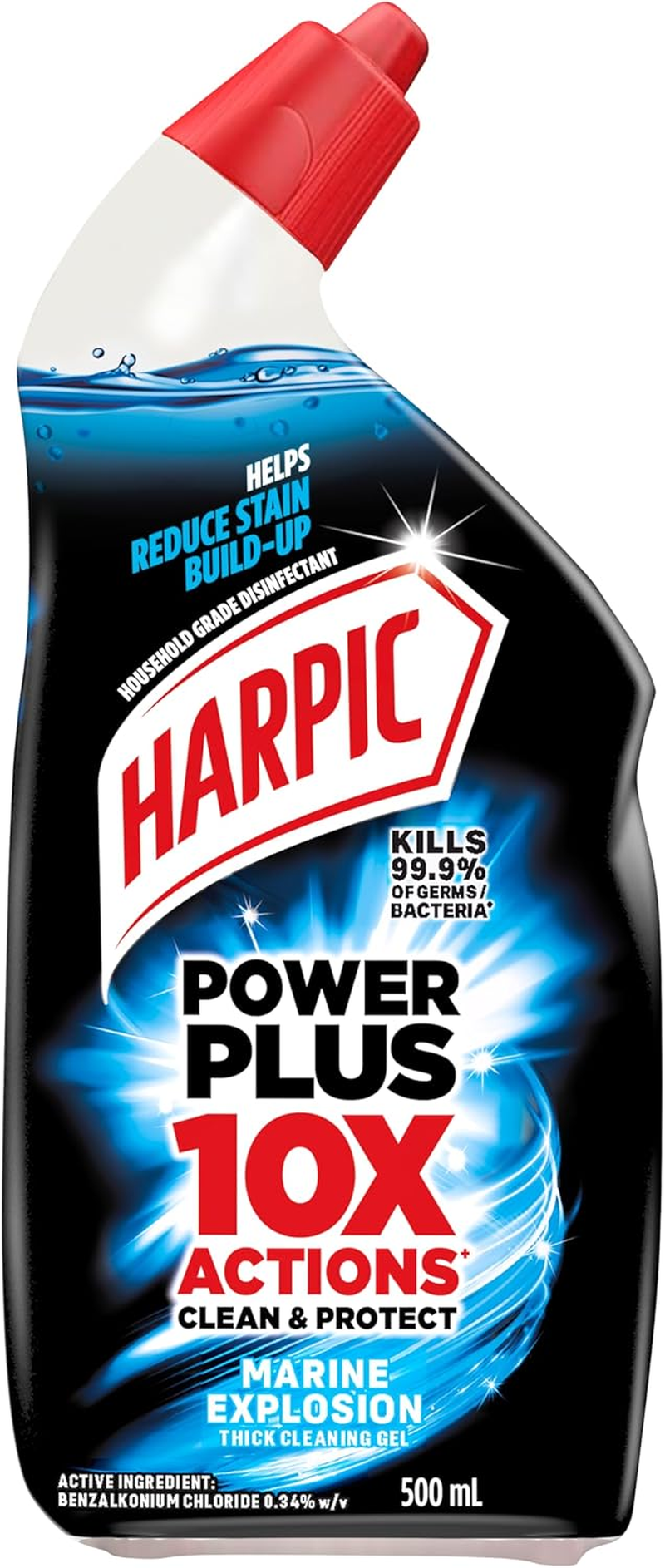 Harpic Power plus Marine Explosion Toilet Cleaner 500Ml (Pack of 8) image number 1
