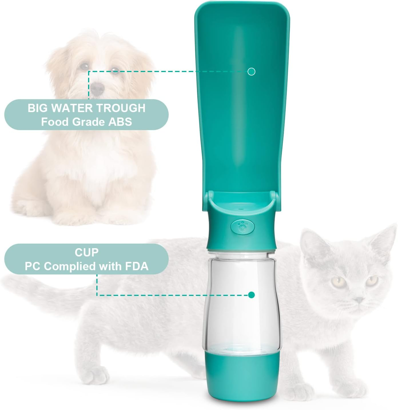 Dog Water Bottle Dispenser - Portable Foldable Pet Water Bottle with Food Container Drinking Feeder for Pet Walking Travel Hiking | Compact Durable Lightweight Leakproof/Pink/Blue (Pink/Blue) (Blue) image number 2