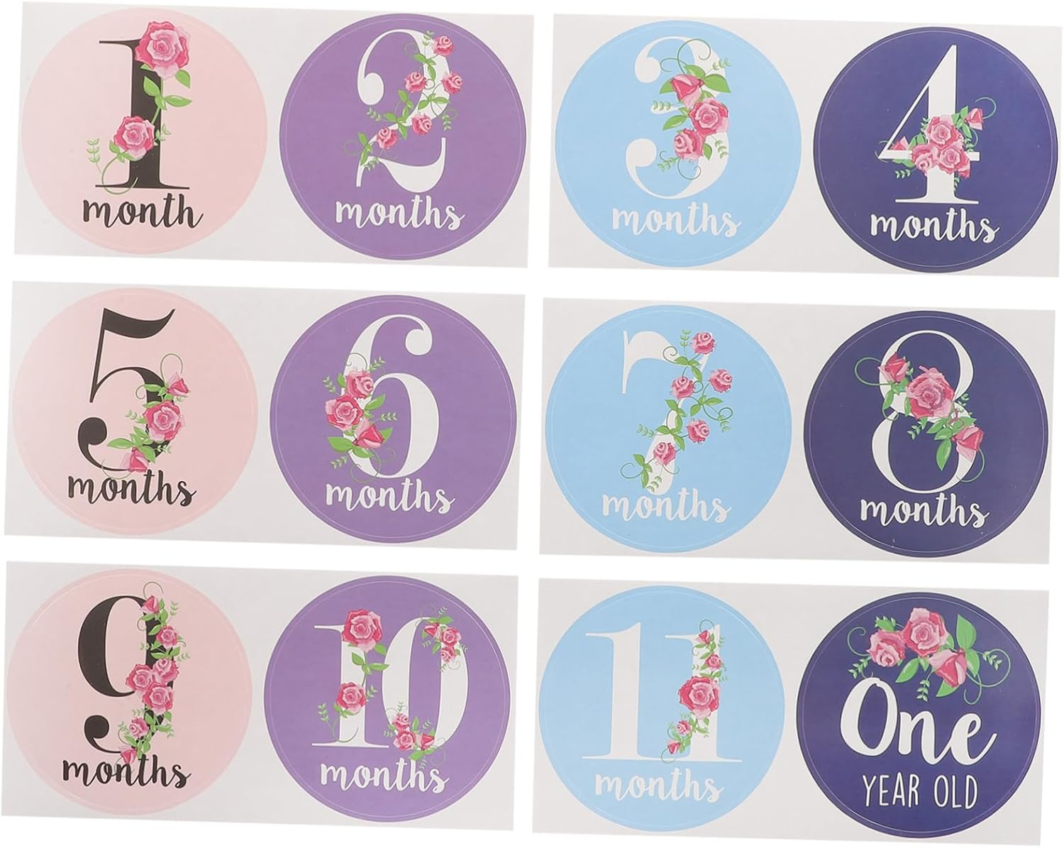 12Pcs Milestone Stickers Creative Newborn Monthly Belly Stickers Texture Reusable Non Staining Photo Props for Growth Tracking image number 5