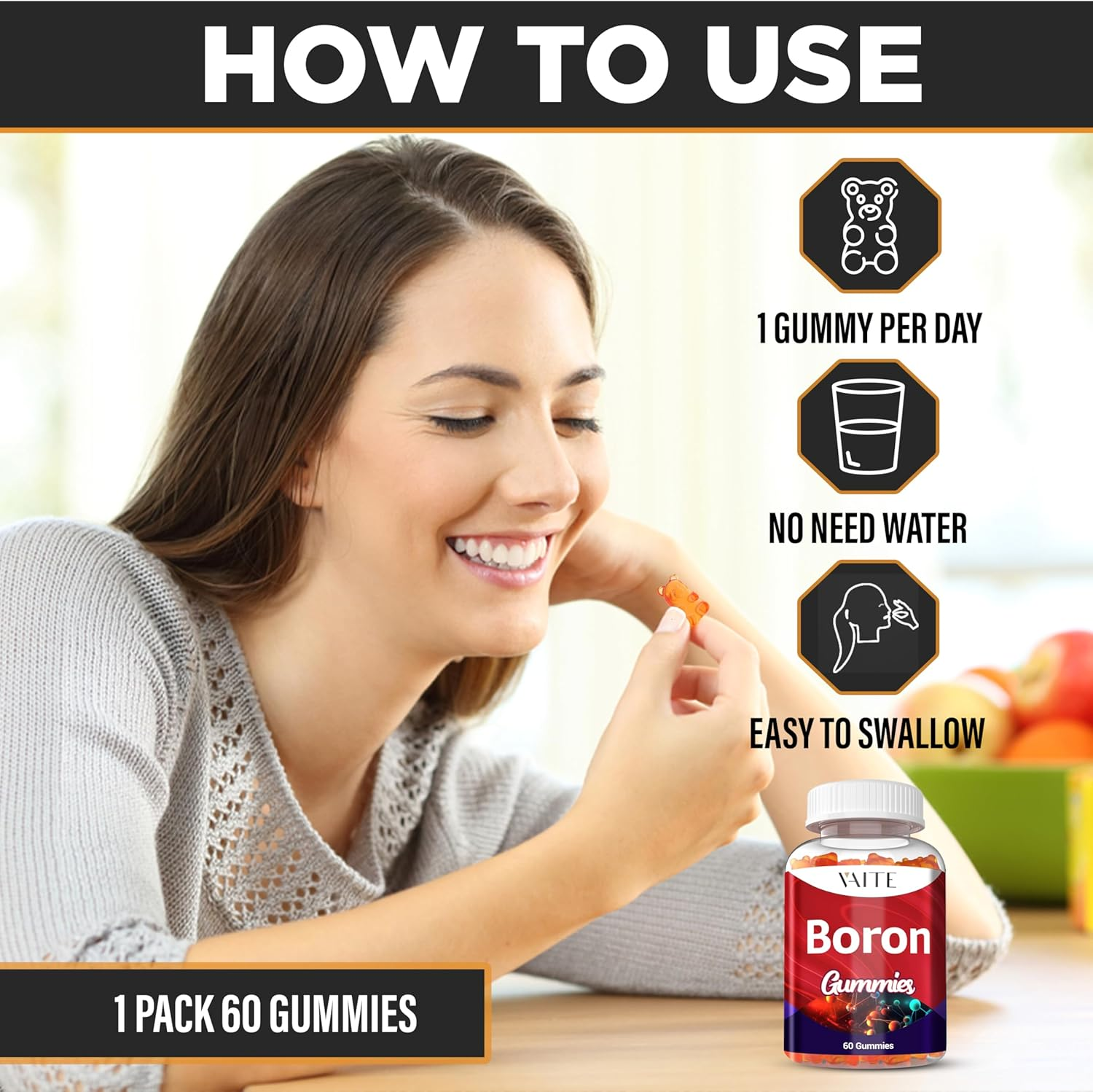 Boron Supplement for Men & Women &ndash; 10Mg Gummies &ndash; Vegan, Non-Gmo, Gluten-Free &ndash; Formulated for Active Lifestyle & Daily Wellness &ndash; Essential Trace Mineral in Convenient Gummy Form &ndash; 60 Chewables image number 5