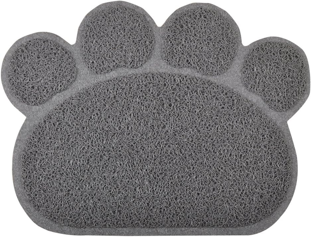 Paw-Shaped Cat Litter Box Debris Catcher Mat,15.7511.75 Inches (Gray) image number 5