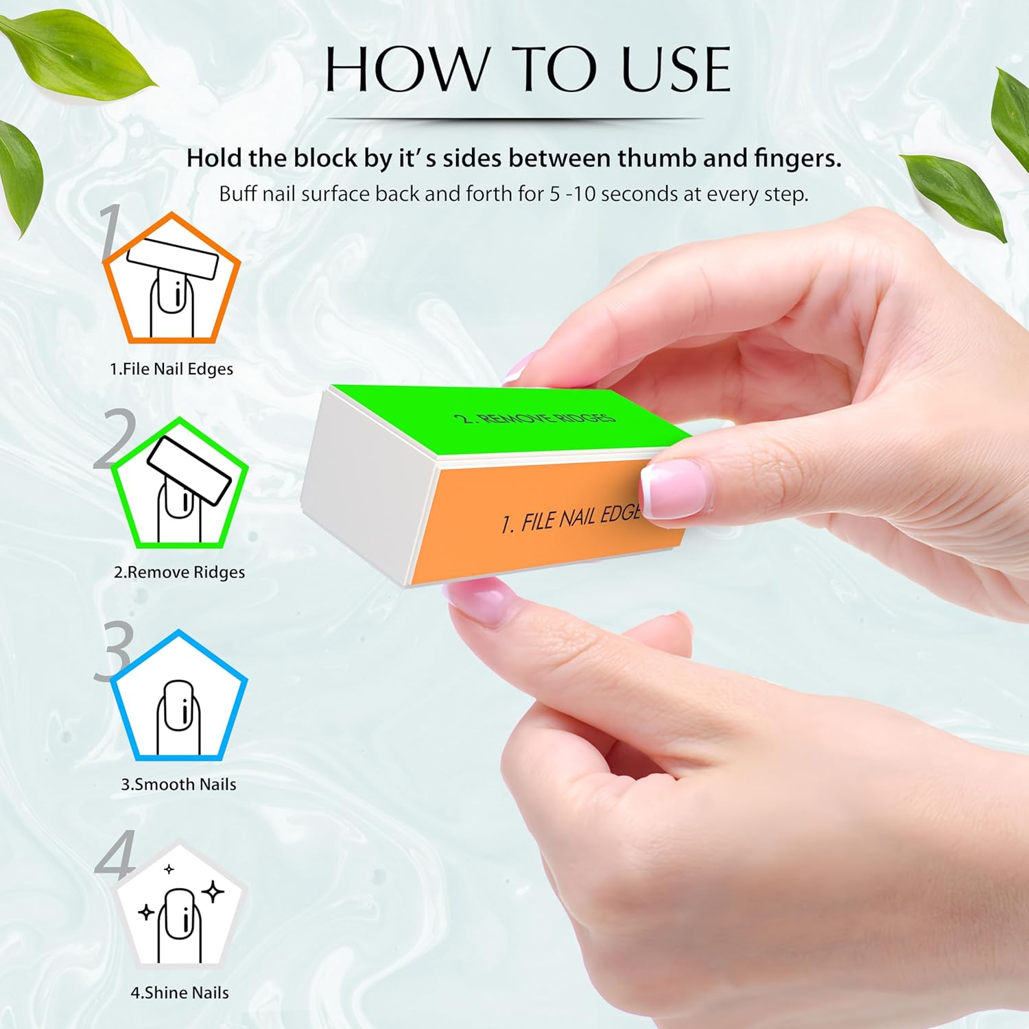 Morary 4 Way Nail Buffer Block Nail Shine Buffer Block for Natural and Acrylic Nails Smoother Buffing Block Polisher Fingernail File Buffer 240/400/1000/6000 Grit for Buffing Shinning image number 2