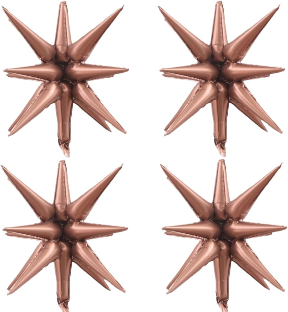 4Pcs, Black Star Balloons, Black Large Spike for Disco Party Decorations, Vintage Party, Masquerade, Halloween, Birthday, Graduation, New Year