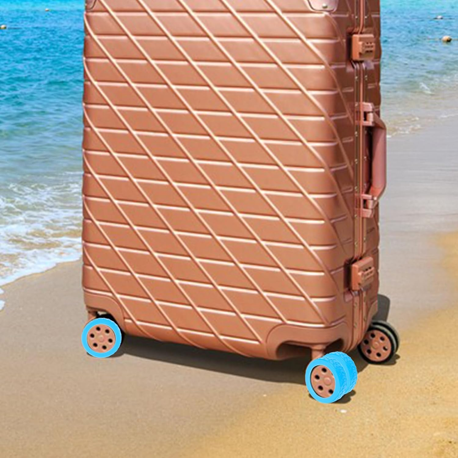 GALPADA 8Pcs Silicone Wheel Covers Travel Luggage Wheel Protectors for Suitcase Floors Protect Hardwood Carpet image number 4