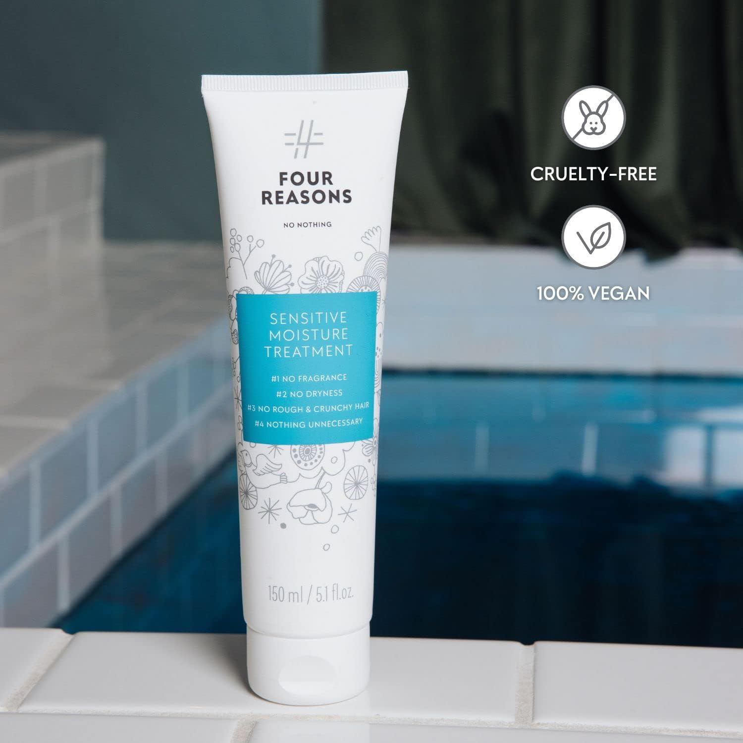 No Nothing Four Reasons Sensitive Moisture Treatment - Fragrance-Free, Moisturising Intensive Treatment - for Dry and Damaged Hair | 100% Vegan | 150 Ml image number 4