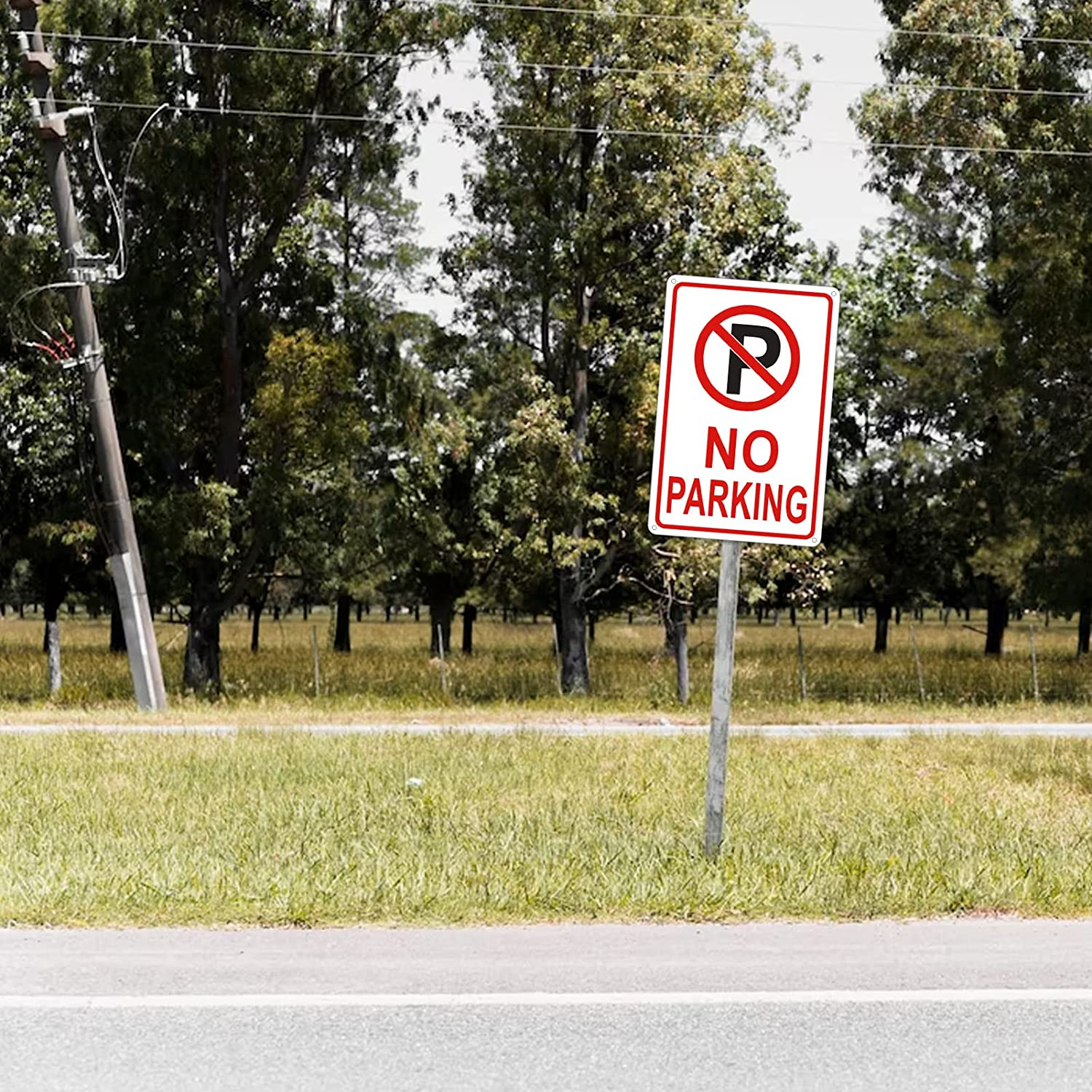 2PCS 12 X 8 Inches No Parking Reflective Sign with Symbol Sign, 40 Rust Free Aluminum, UV Protected, Weather Resistant, Waterproof, Durable Ink, Easy to Mount