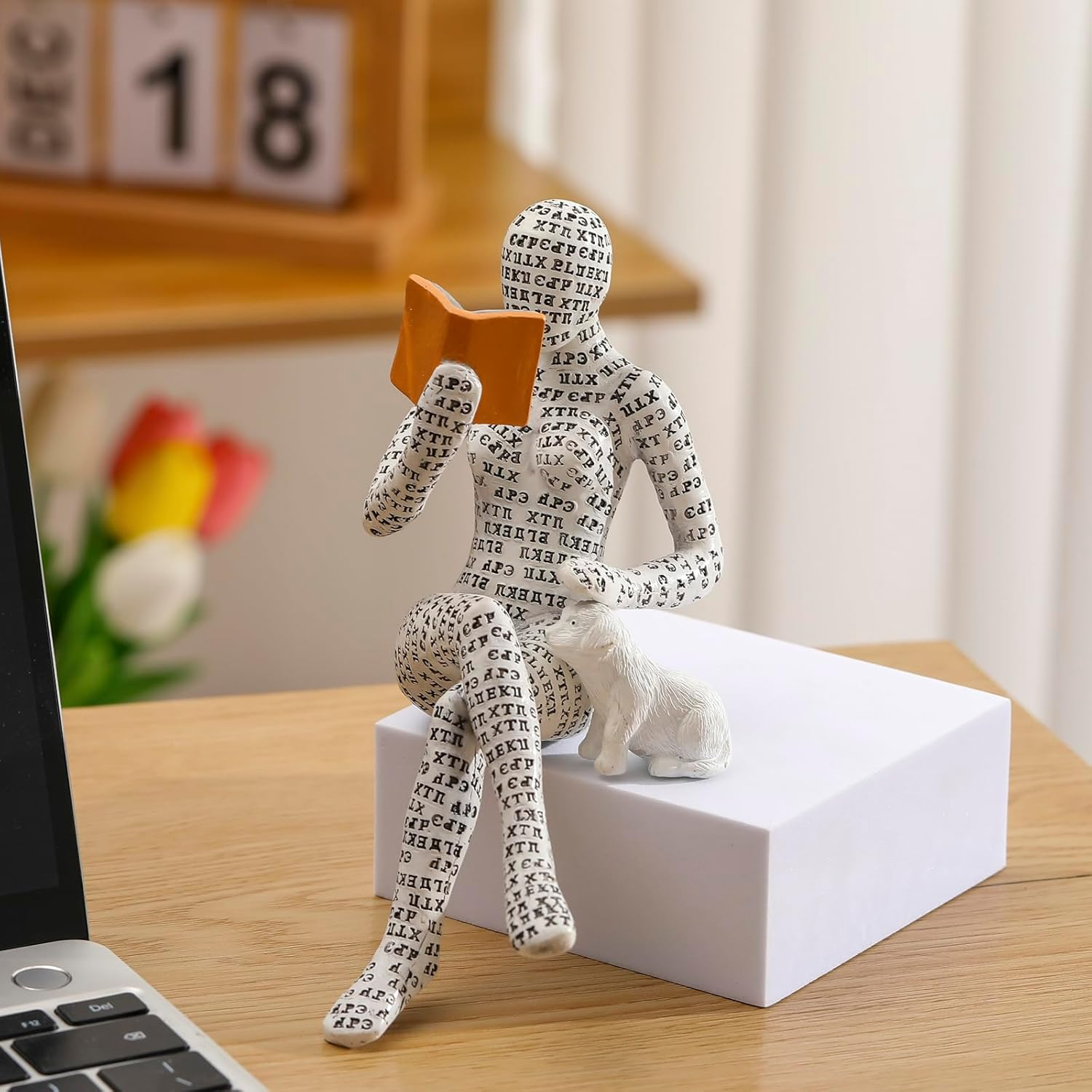 Home Decor Thinker Statue Pulp Reading Women Aesthetic Bookworms Abstract Sculpture Decoration for Home, Office, Living Room（11） image number 3