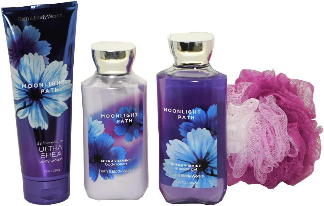 Bath & Body Works Signature Collection Moonlight Path Gift Set - Bundle - 4 Items: Ultra Shea Cream, Body Lotion, Shower Gel, and Shower Sponge image number 3