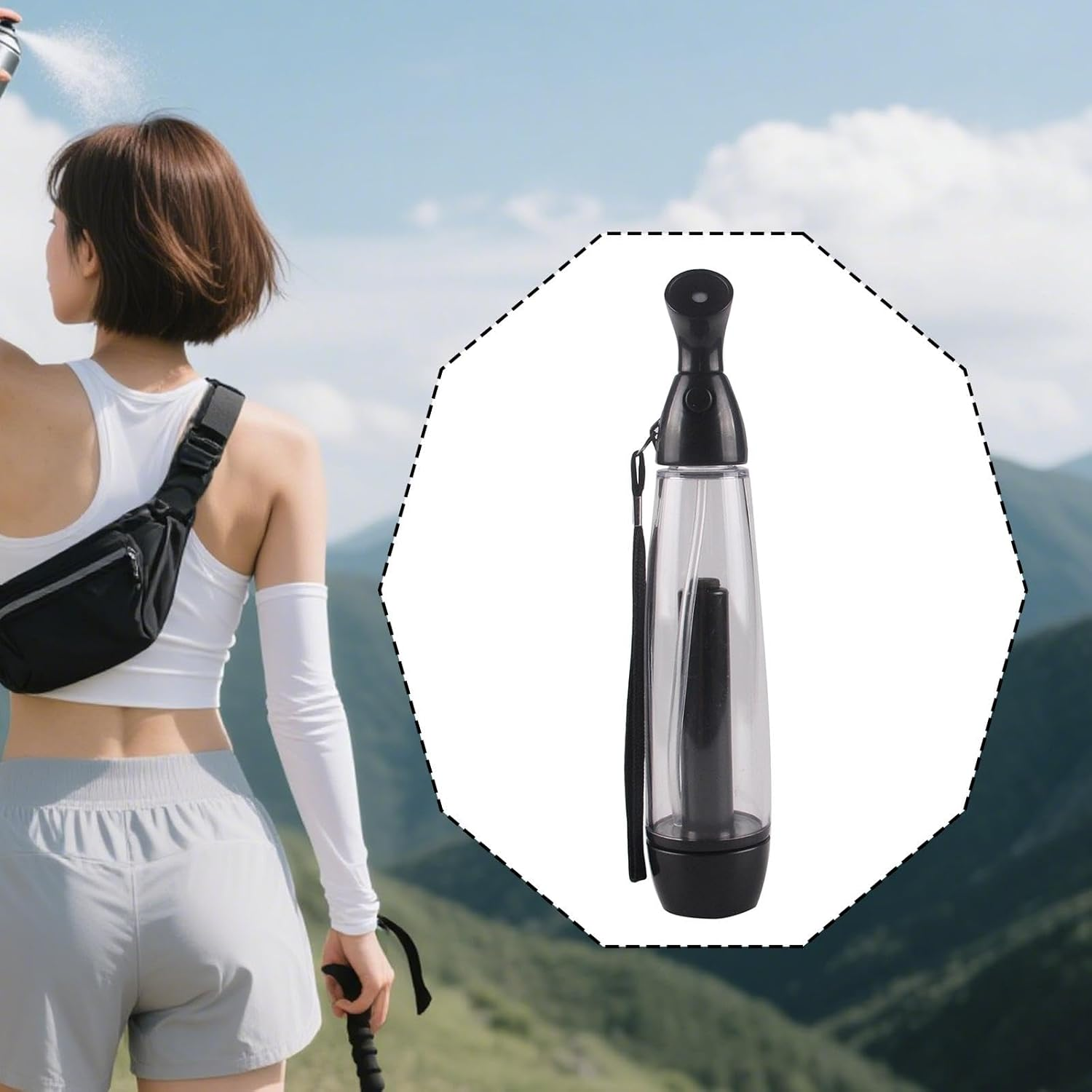 Folpus Summer Mister Spray Bottle Pump Mister Face Moisturizing Portable Misting Sprayer Personal Cooling Device for Hiking Outdoor, Black image number 5