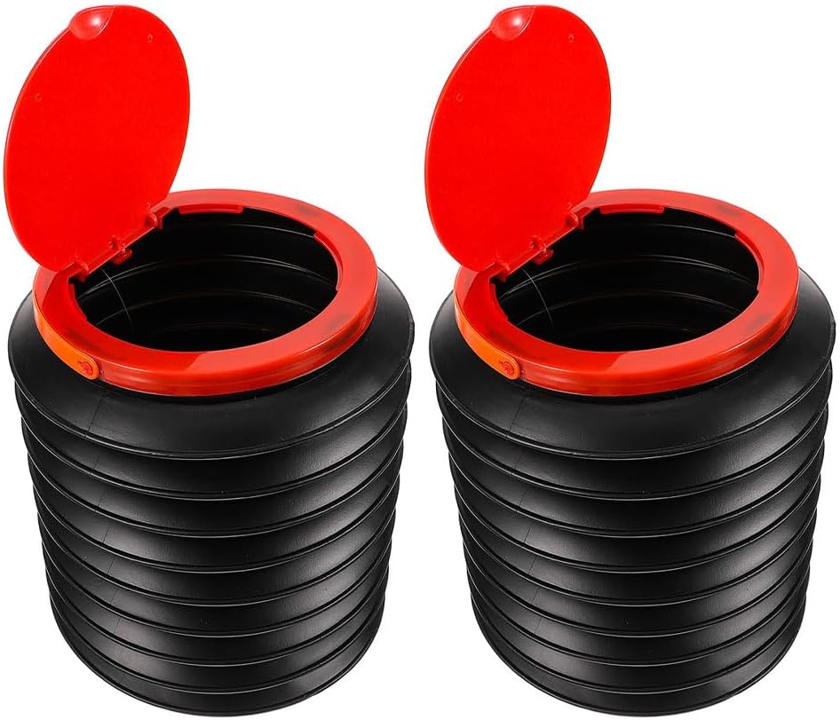 Yardwe Collapsible Bucket with Handle Lid, 2Pcs Foldable Fishing Bucket 4L Plastic Water Pail Small Outdoor Trash Can Camping Garbage Bin for Picnic Beach Garden image number 2