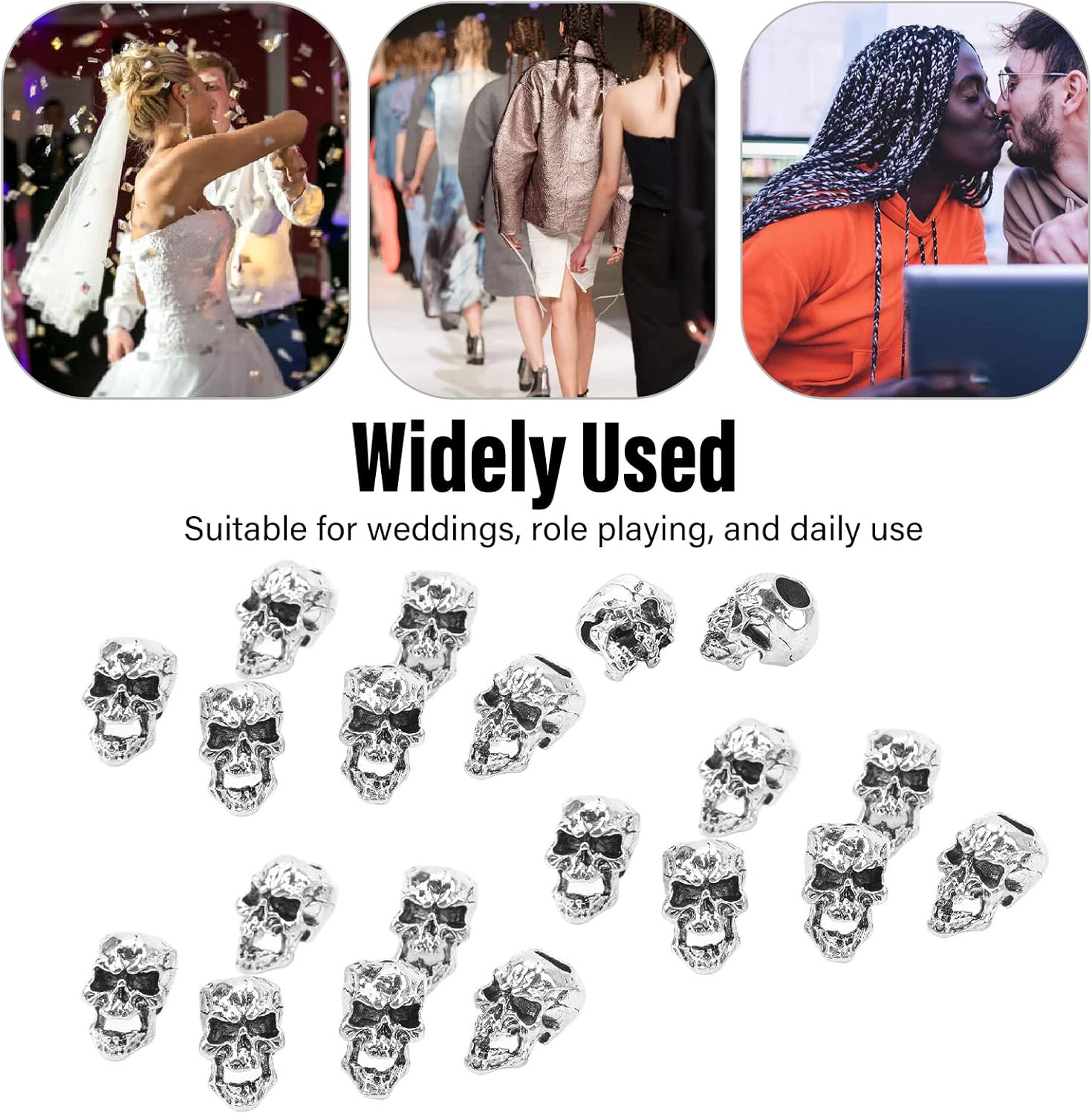 Hair Tube Beads Multi Usage Stylish Smooth Sturdy Alloy Beard Bead Necklace Bracelet Wedding Role Playing 20 Pcs image number 1