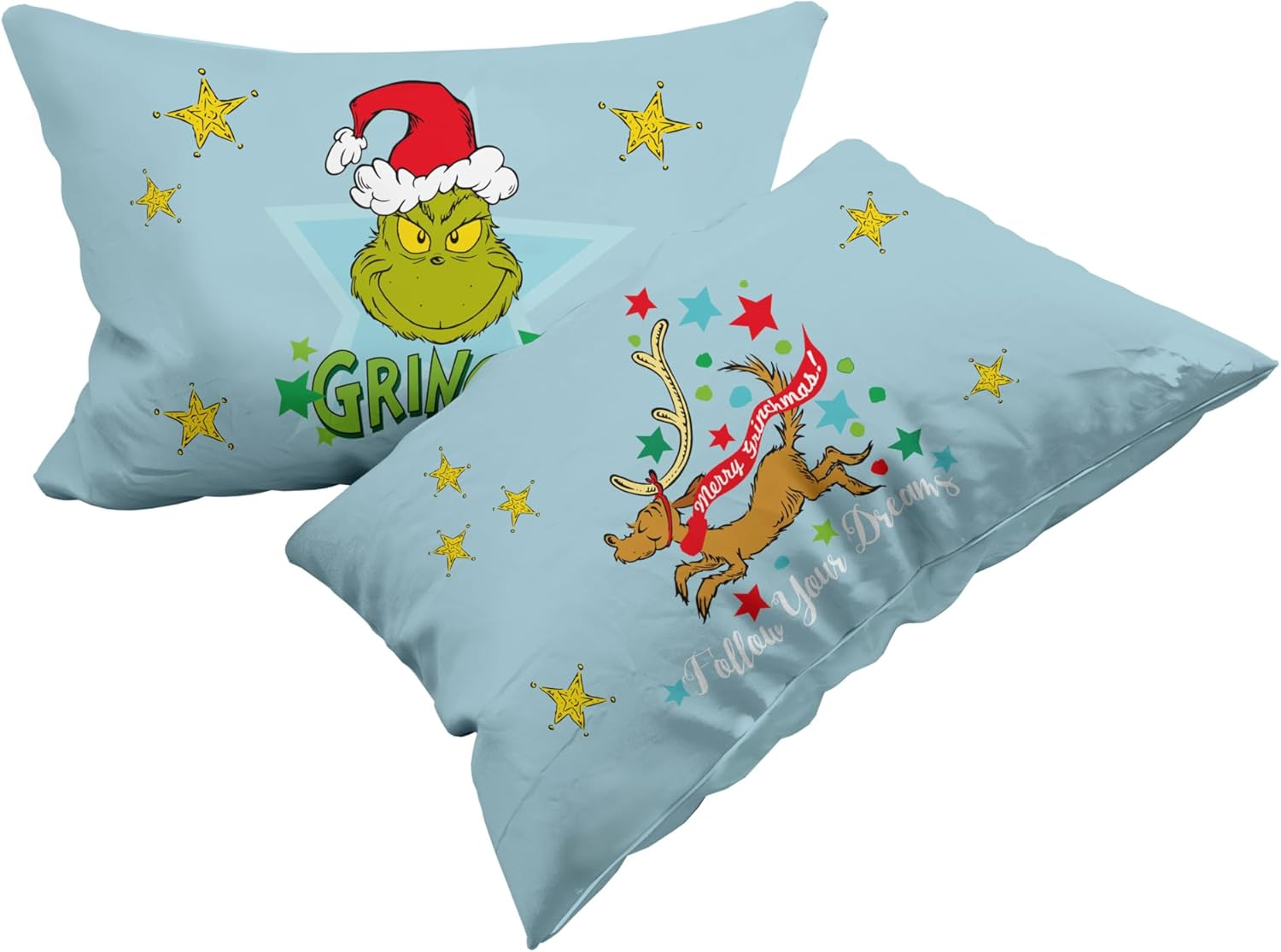 Hermet Grinch Single Bed Sheet Set, 100% Cotton, Single Bed Set, Top Sheet + Fitted Sheet + Pillowcase