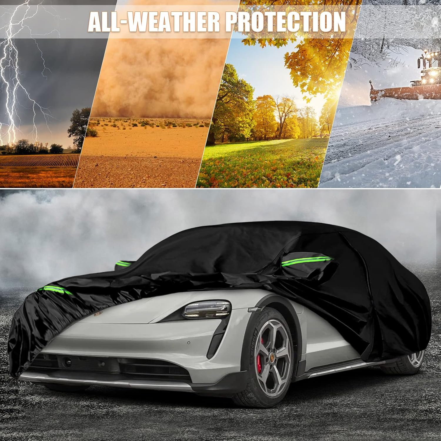 Waterproof Car Cover Replace for 2019-2025 Porsche Taycan, 6 Layers All Weather Custom-Fit Car Cover with Zipper Door, Charging Port for Snow Rain Dust Hail Protection image number 2