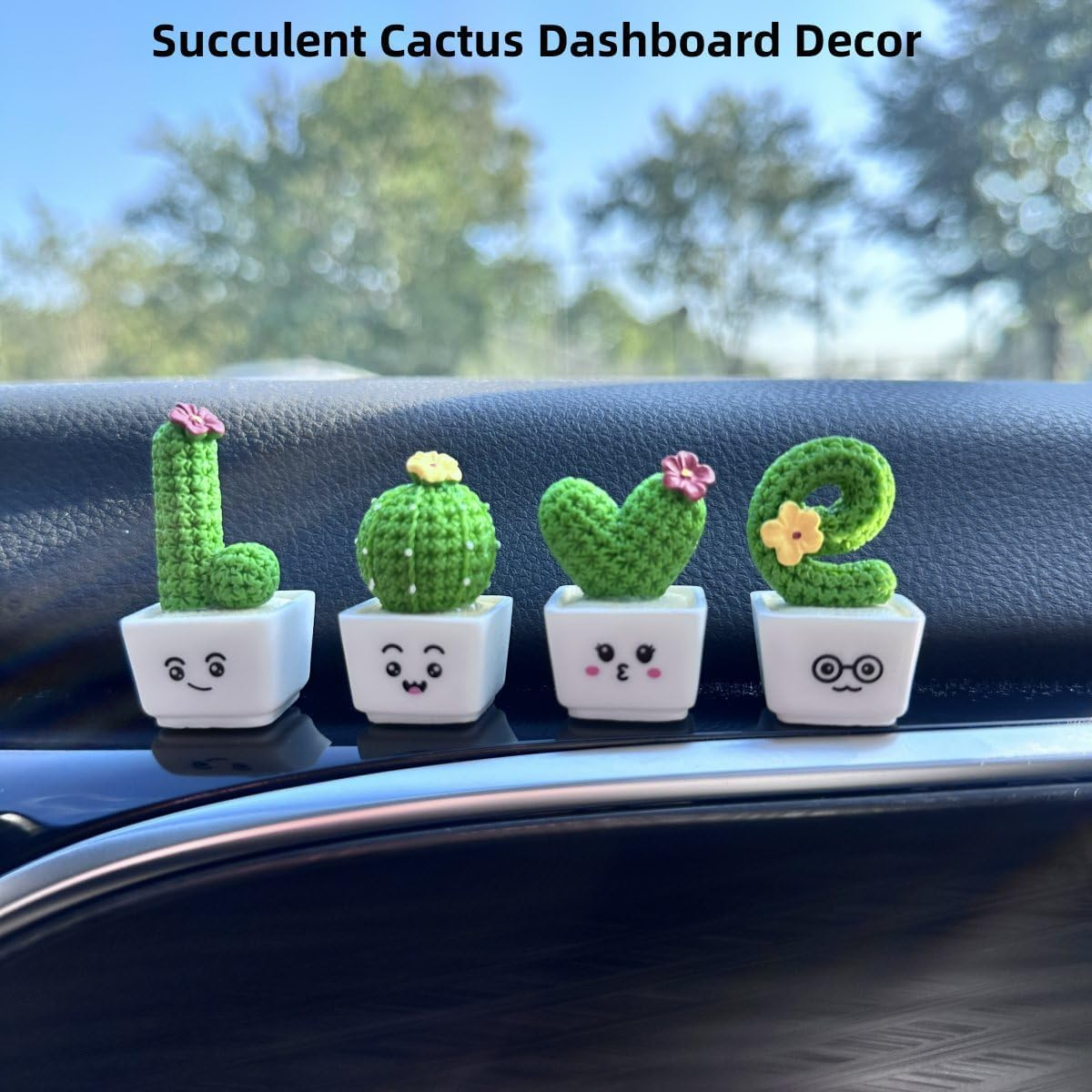 Car Rearview Mirror Accessories, Succulent Cactus Dashboard Decor, Car Ornament, Car Accessories Aesthetic, Interior Decoration Accessories for Car Rearview Mirror and Dashboard, Funny Ornament Gifts image number 1