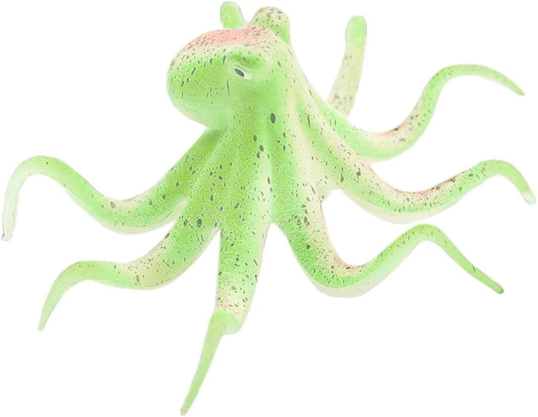 AIMALL 3.93 Inch Simulation Octopus Aquarium Decoration - Fluorescent Marine Ornament for Freshwater and Seawater Fish Tank Landscaping