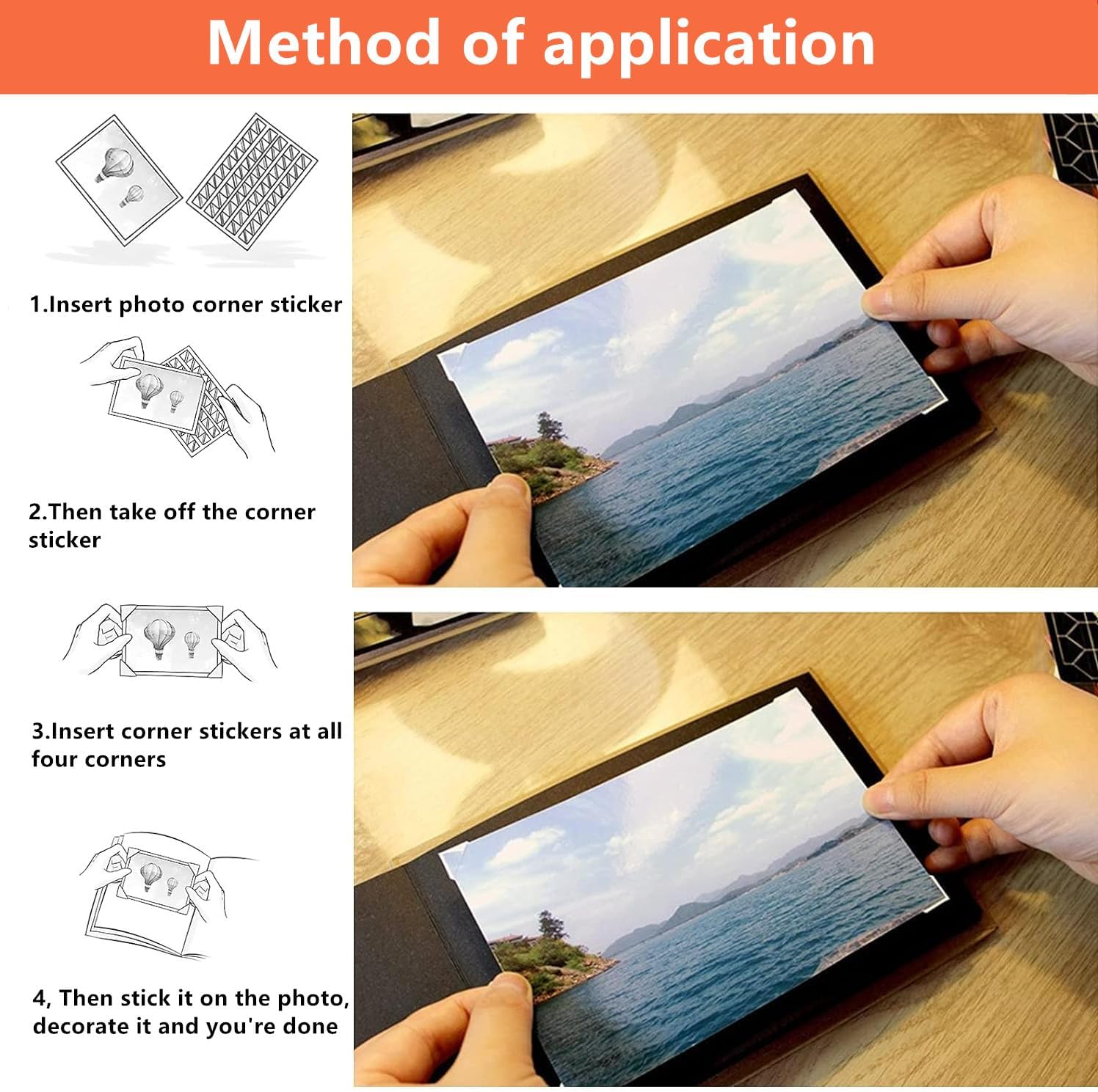 2040 Pcs Transparent Photo Corners Sticker, Self-Adhesive Photo Corners,Photo Mounting Corners Sticker for Scrapbooks Album Diary DIY Craft Supplies, 20 Sheets image number 6