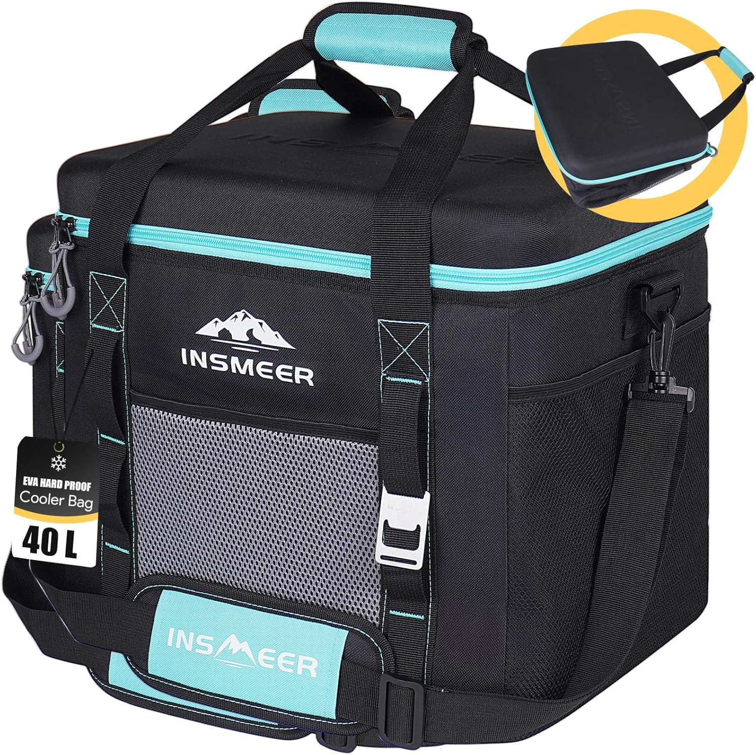 INSMEER Cooler Bag 40L, Large Cooler Bags Insulated with Hard Lid, Soft Cooler Bag Leakproof/Collapsible/Portable Cooler Backpack,With Bottle Opener, Suitable for Beach Camping Picnics