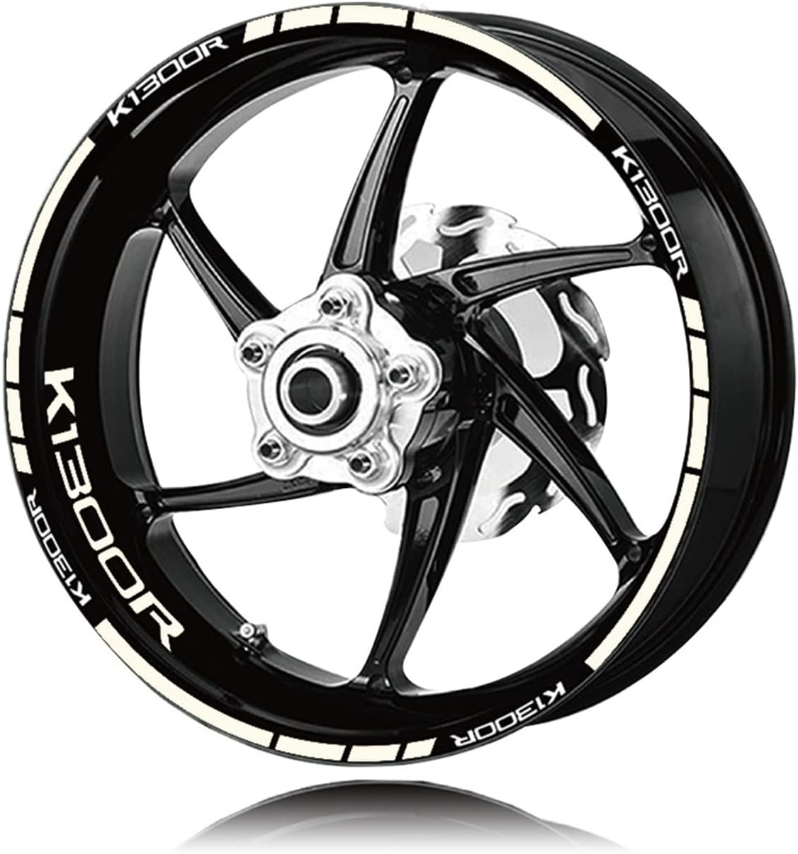 Stickers Motorcycle Front and Rear Tire Rim Reflective Decals Waterproof Stickers Accessories Logo for BMW K1300R K1300 R (Color : White)