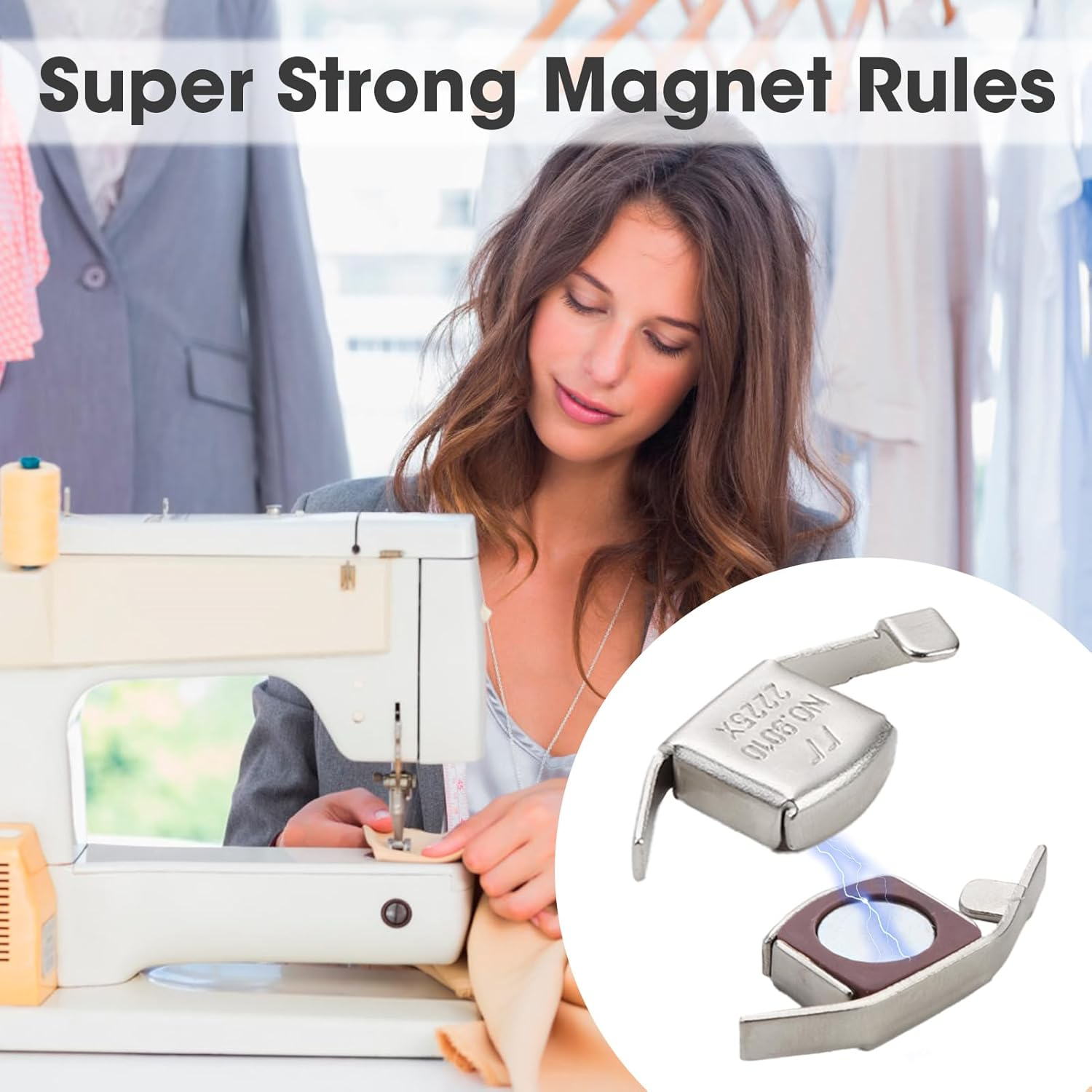 2 Pack Magnetic Seam Guide for Sewing Machine - Strong Magnet for Accurate Sewing, Easy Fabric Guide, Fits Most Sewing Machines, Bulk Value for Straight Seams, Durable and Reliable image number 2