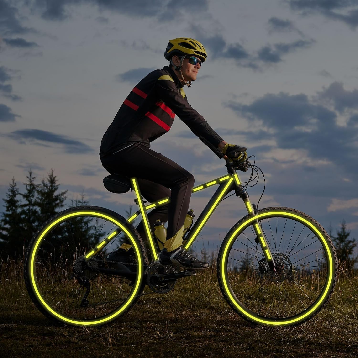 Neon Reflective Tape - 0.4In X 26Ft High-Intensity Safety Tape (Yellow & White), DOT Auto Stickers Adhesive for Bikes, Trailers, Christmas Decorations, Hazard Marking & Night Visibility（2-Pcs） image number 4