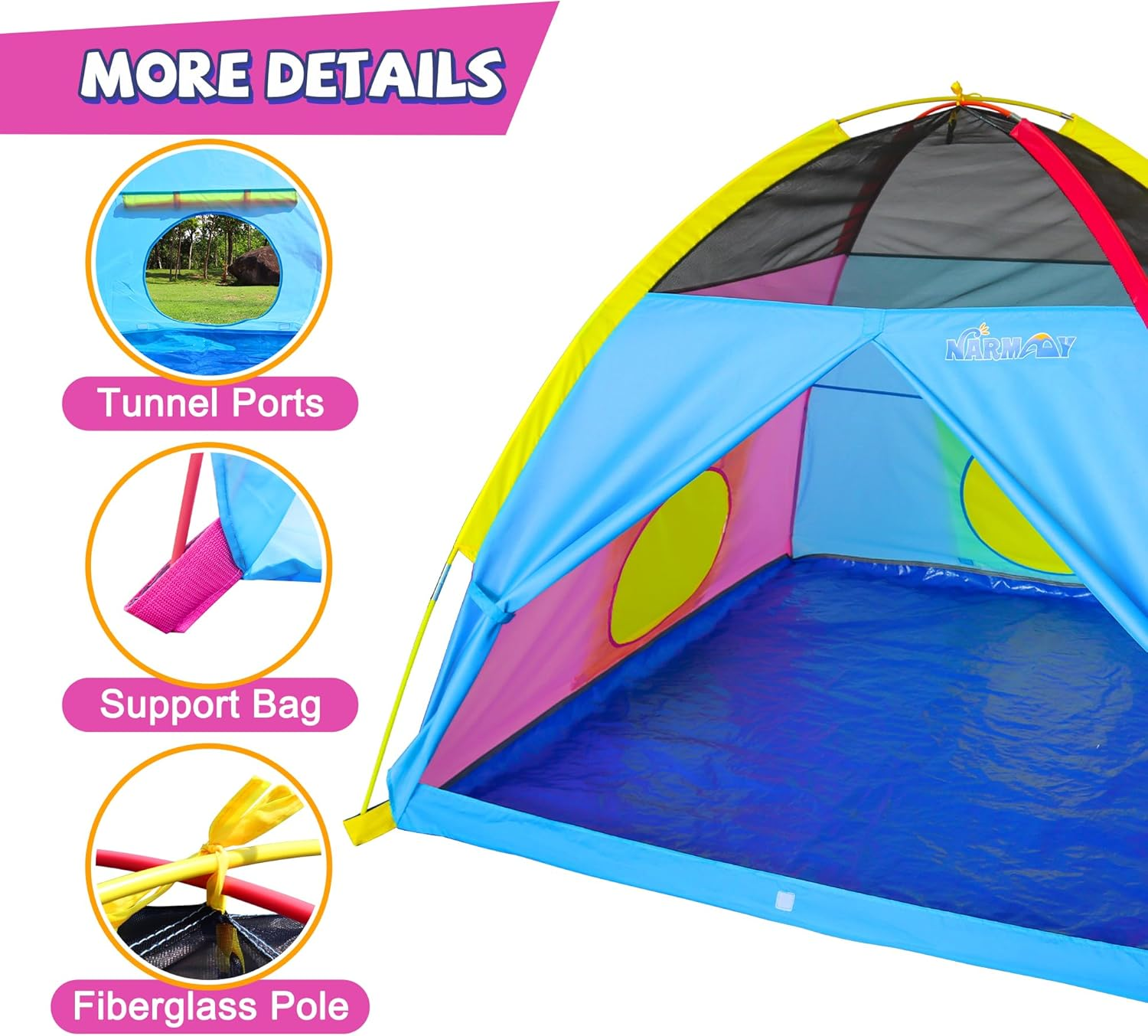 NARMAY Play Tent Easy Joy Dome Tent for Kids Indoor/Outdoor Fun - 152 X 152 X 111 Cm image number 3