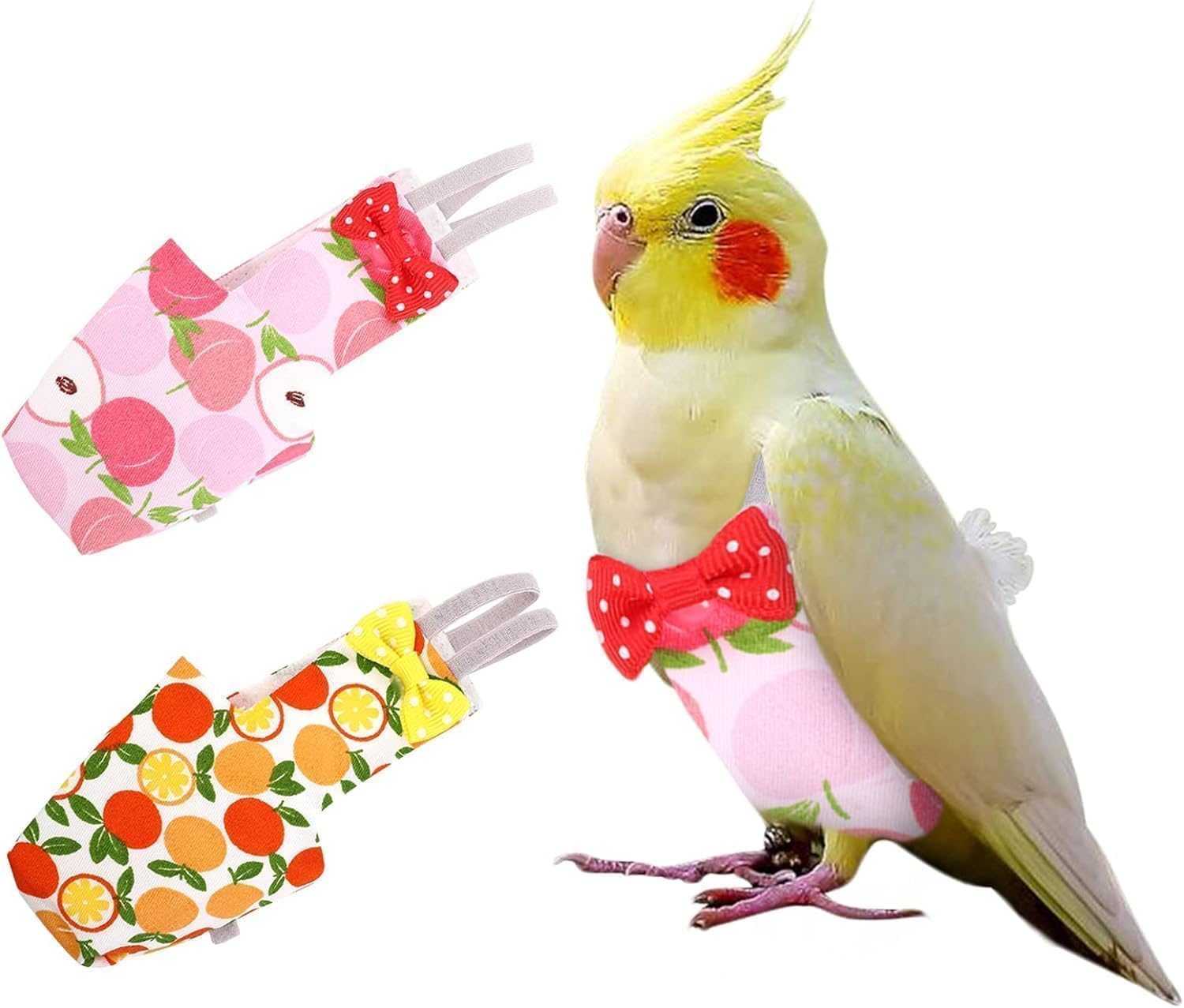 Bird Diaper Parrot Washable Diapers, Parrot Flight Suit, Parakeet Diaper Reusable Nappies for Parakeet Cockatiel Mini 2 Pcs