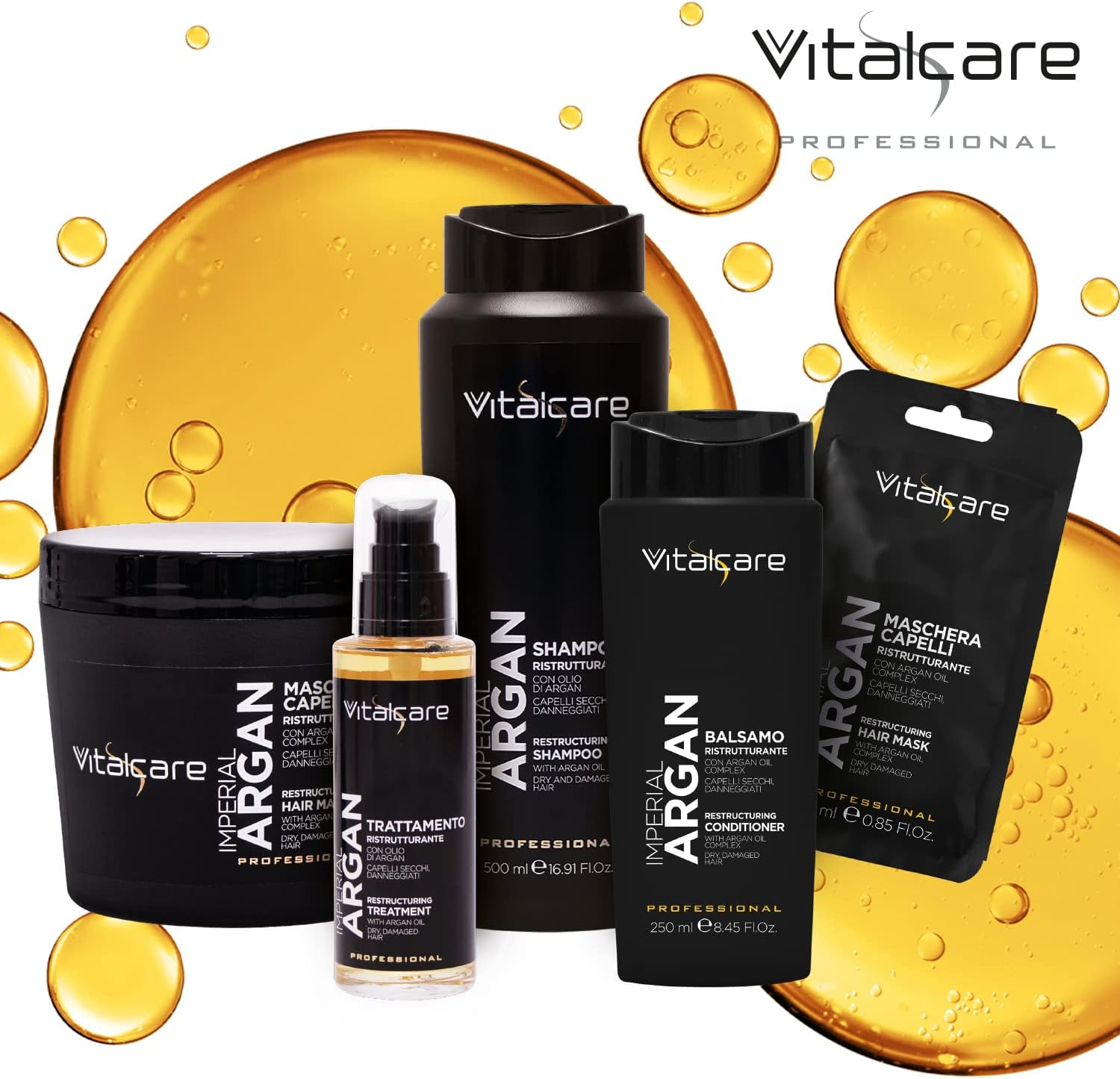 Vitalcare | Imperial Argan - Restructuring Hair Treatment with Argan Oil, Flaxseed Oil, Oil Complex for Dry and Damaged Hair, 100 Ml image number 2