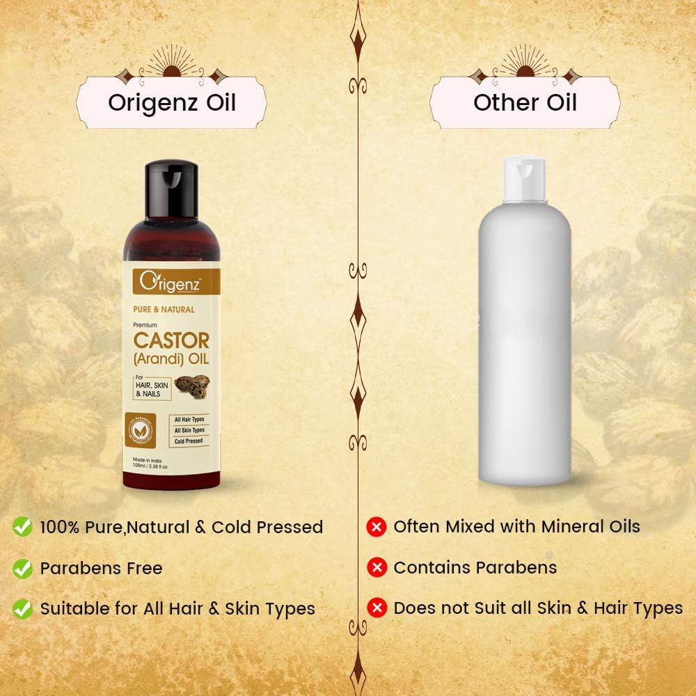Origenz Premium Castor Oil for Hair & Skin 100Ml (Pack of 1) image number 2